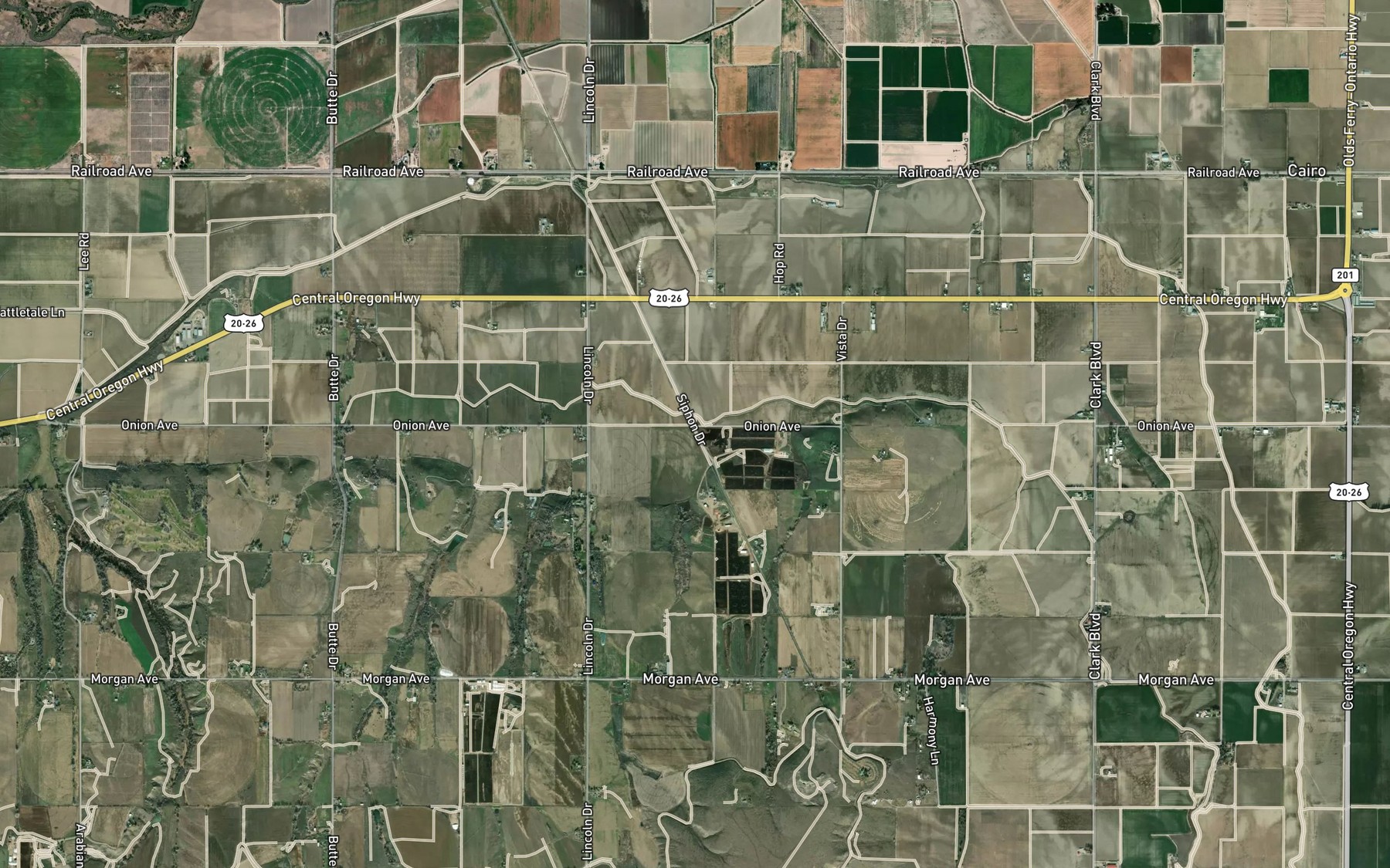 Satellite map of the Malheur Siphon