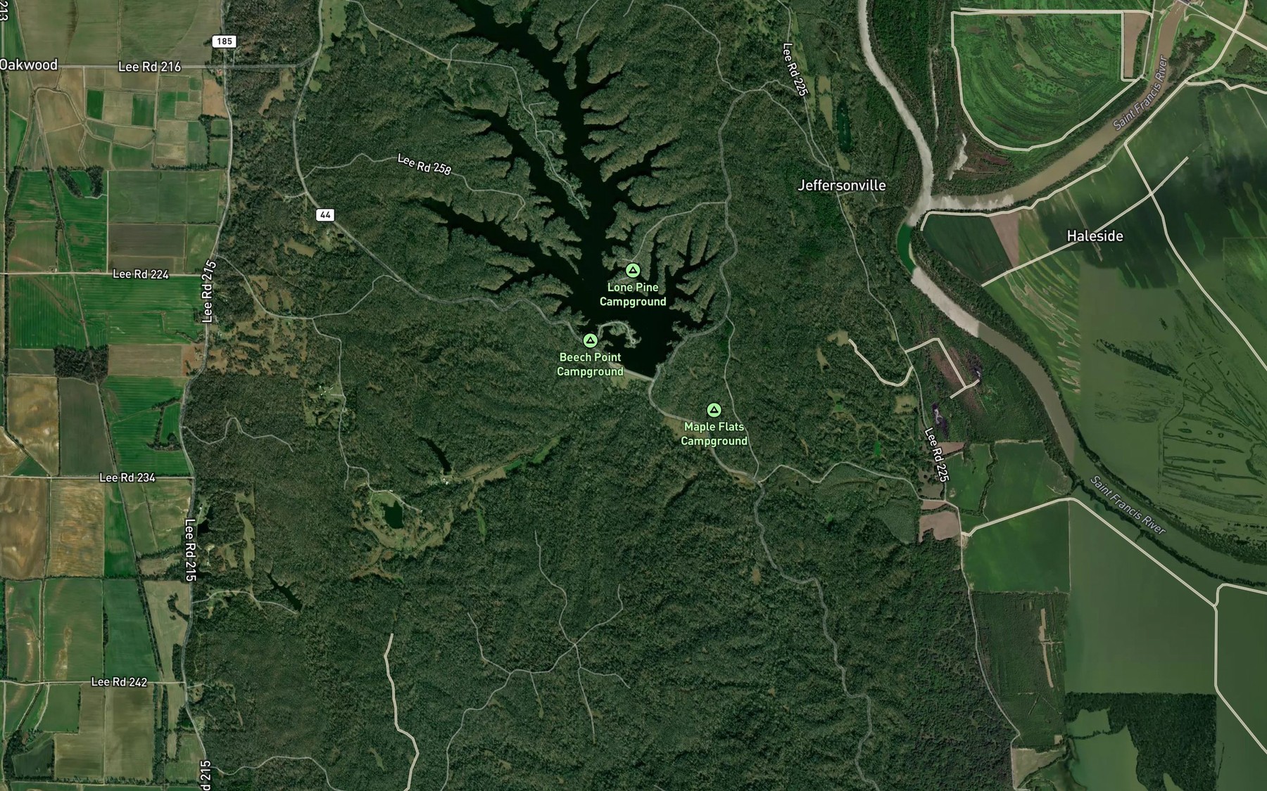 Satellite map of the West Fork Bear Creek