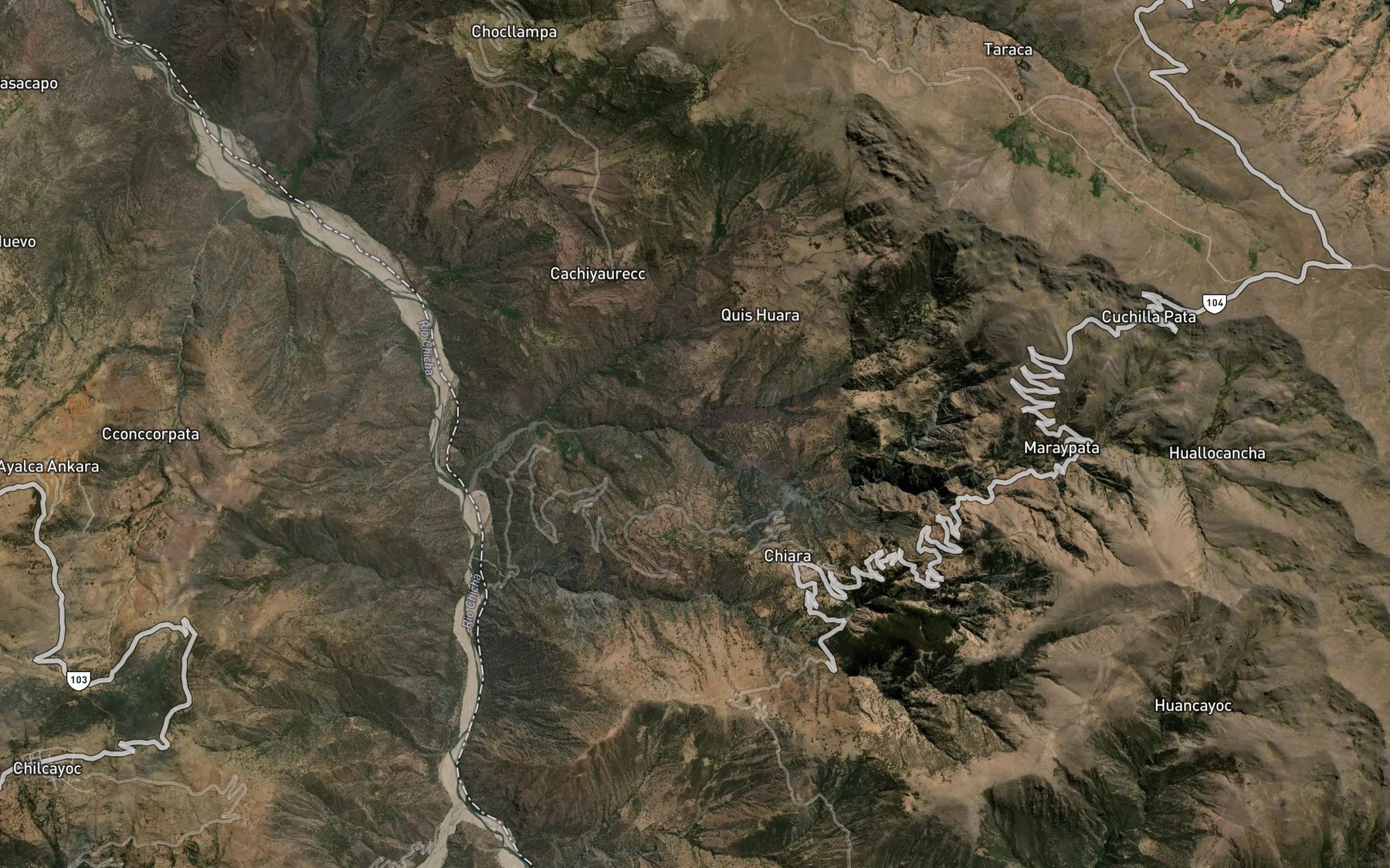 Satellite map of the Quebrada Tasta