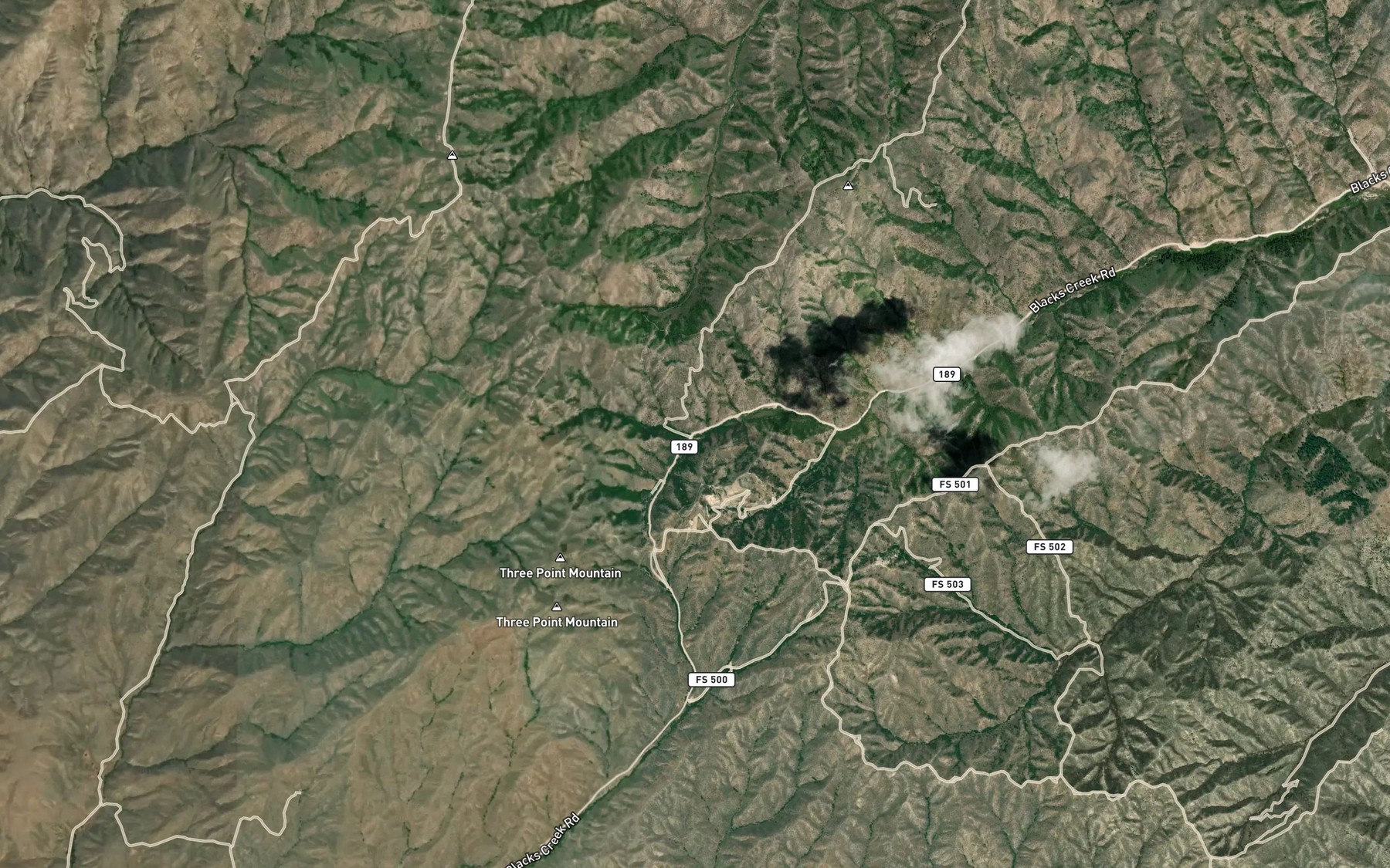 Satellite map of the Woodtick Creek