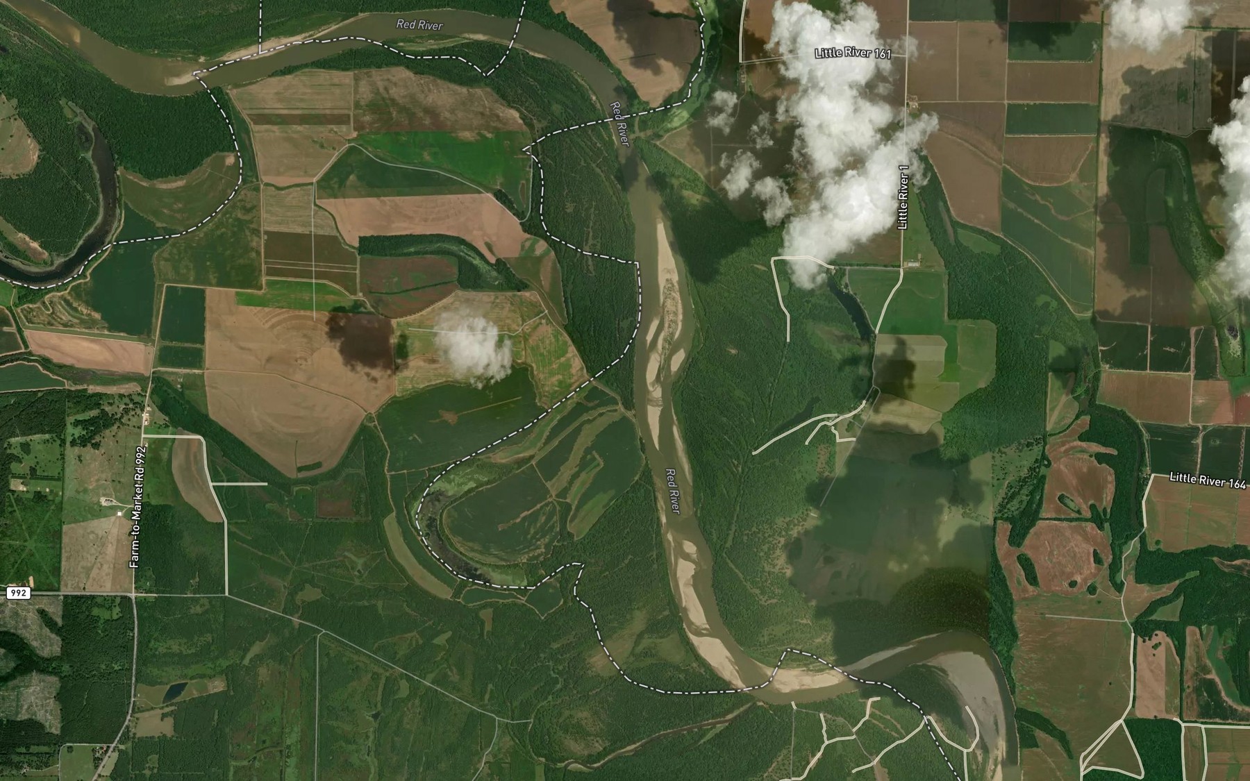 Satellite map of the Hooks Bayou