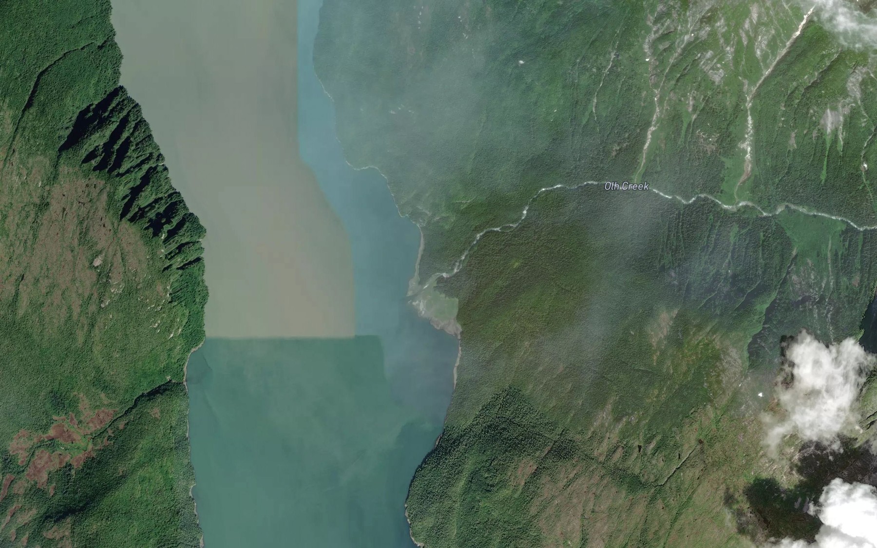 Satellite map of the Olh Creek