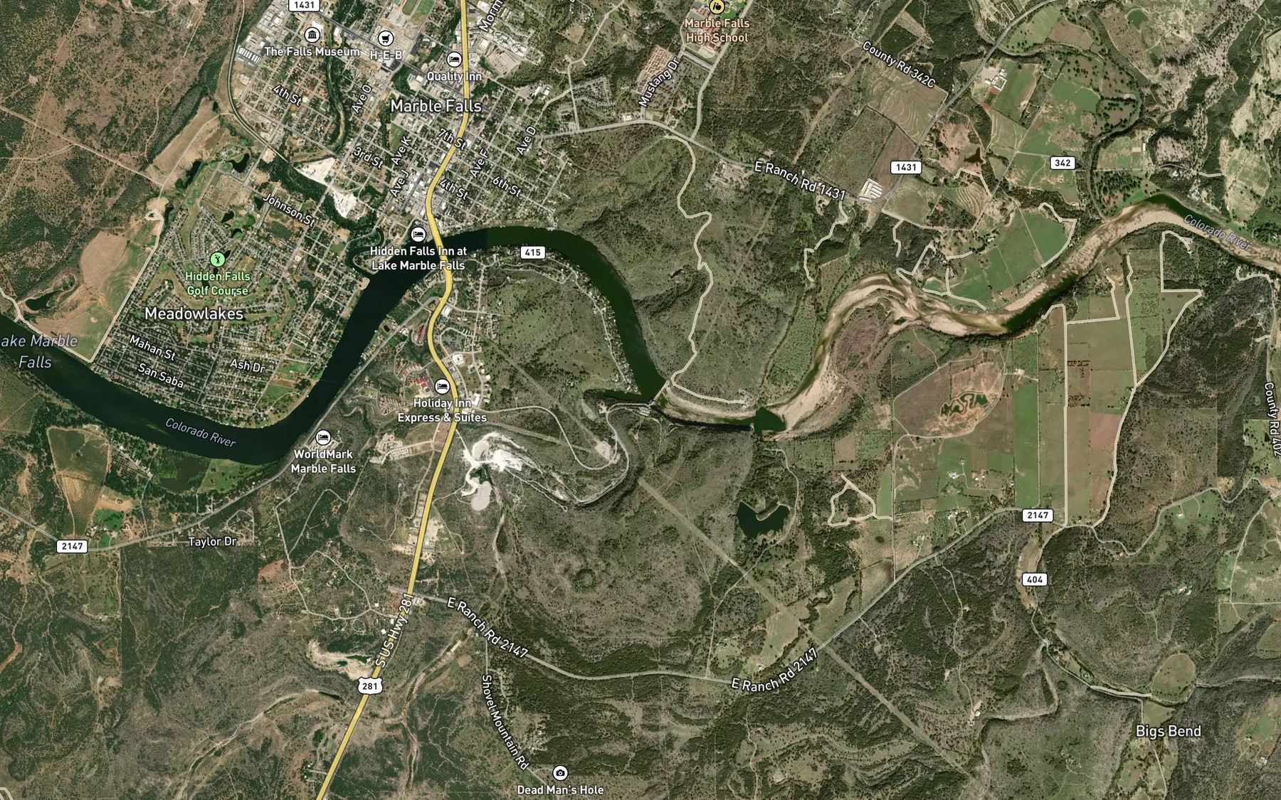 Satellite map of the Flatrock Creek