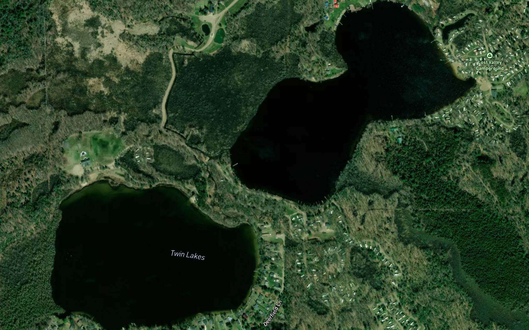 Satellite map of the Twin Lakes