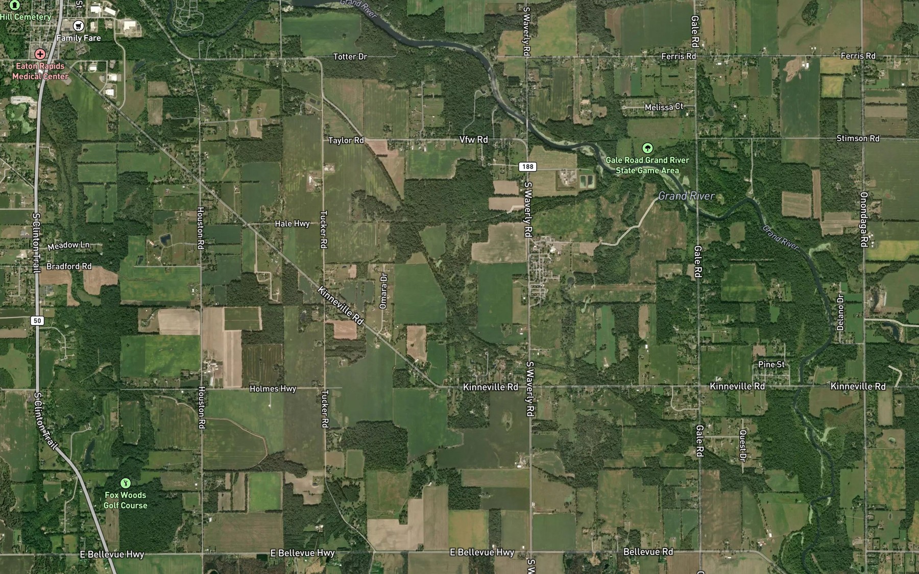 Satellite map of the Kettler and Norris Drain