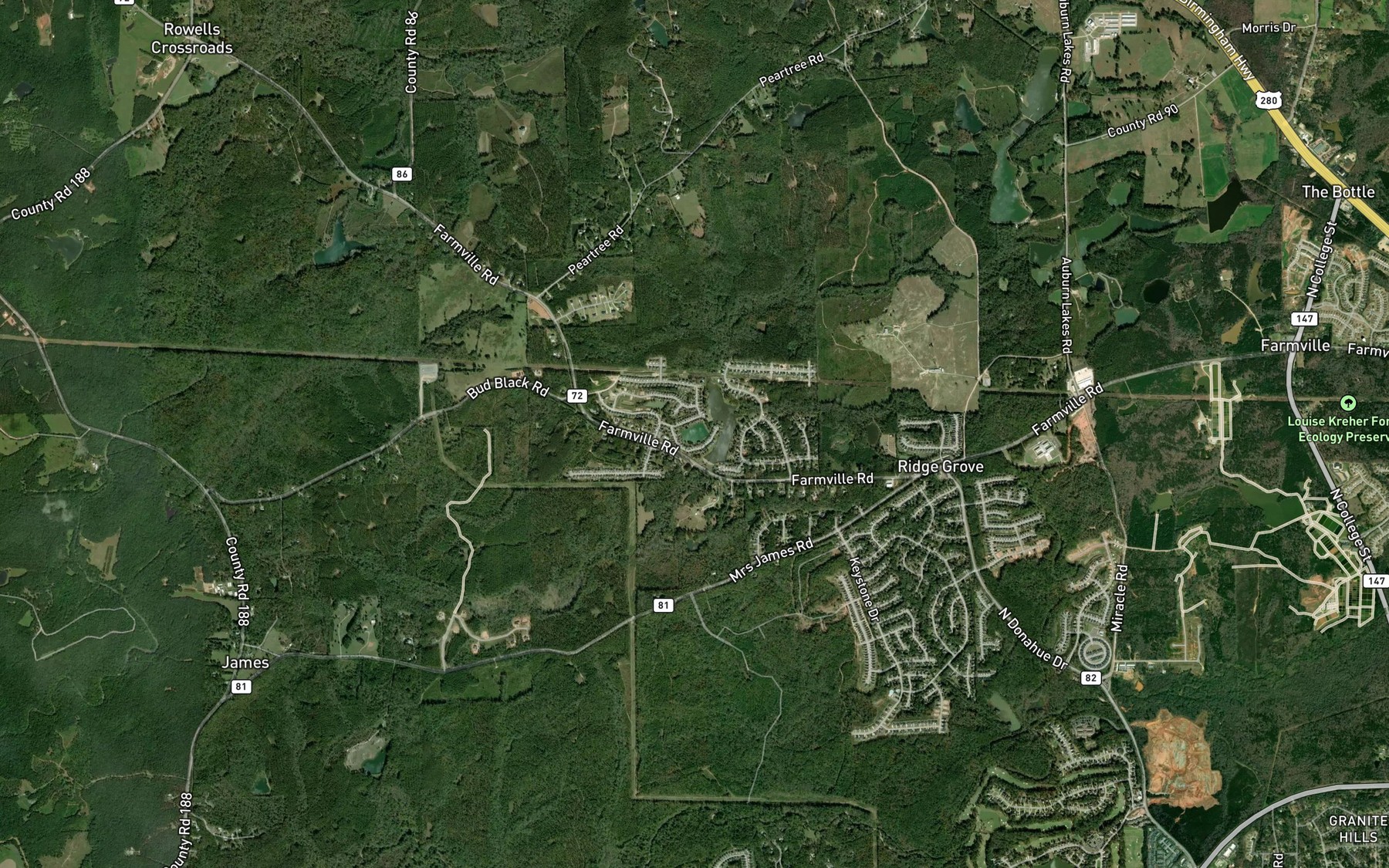 Satellite map of the Clements Pond