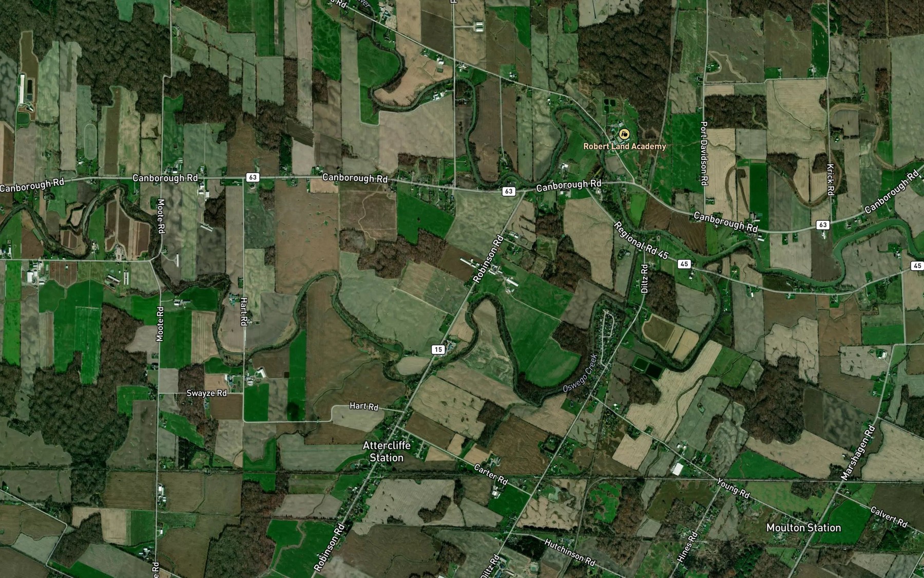 Satellite map of the Sugar Creek Drain