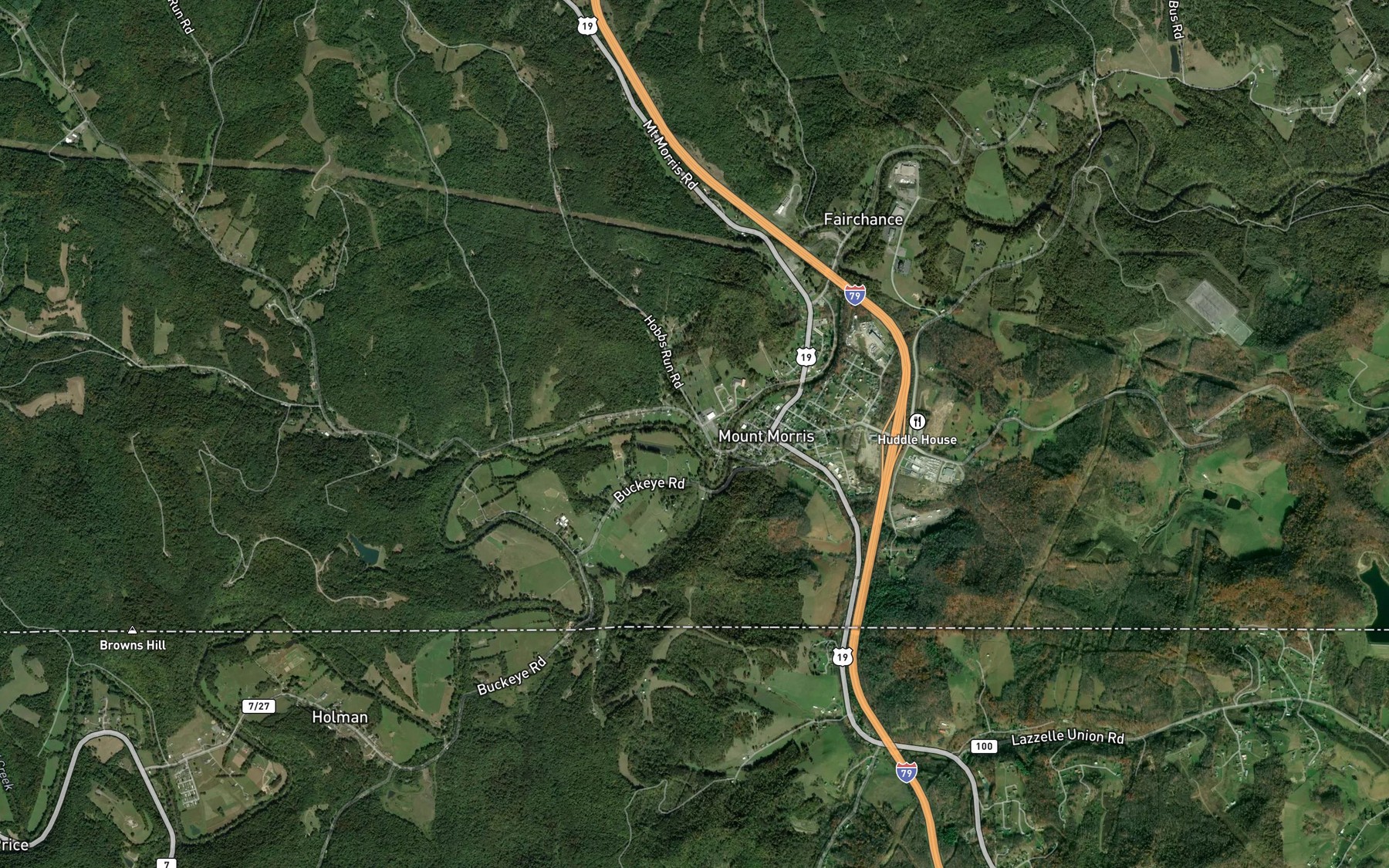 Satellite map of the Hobbs Run