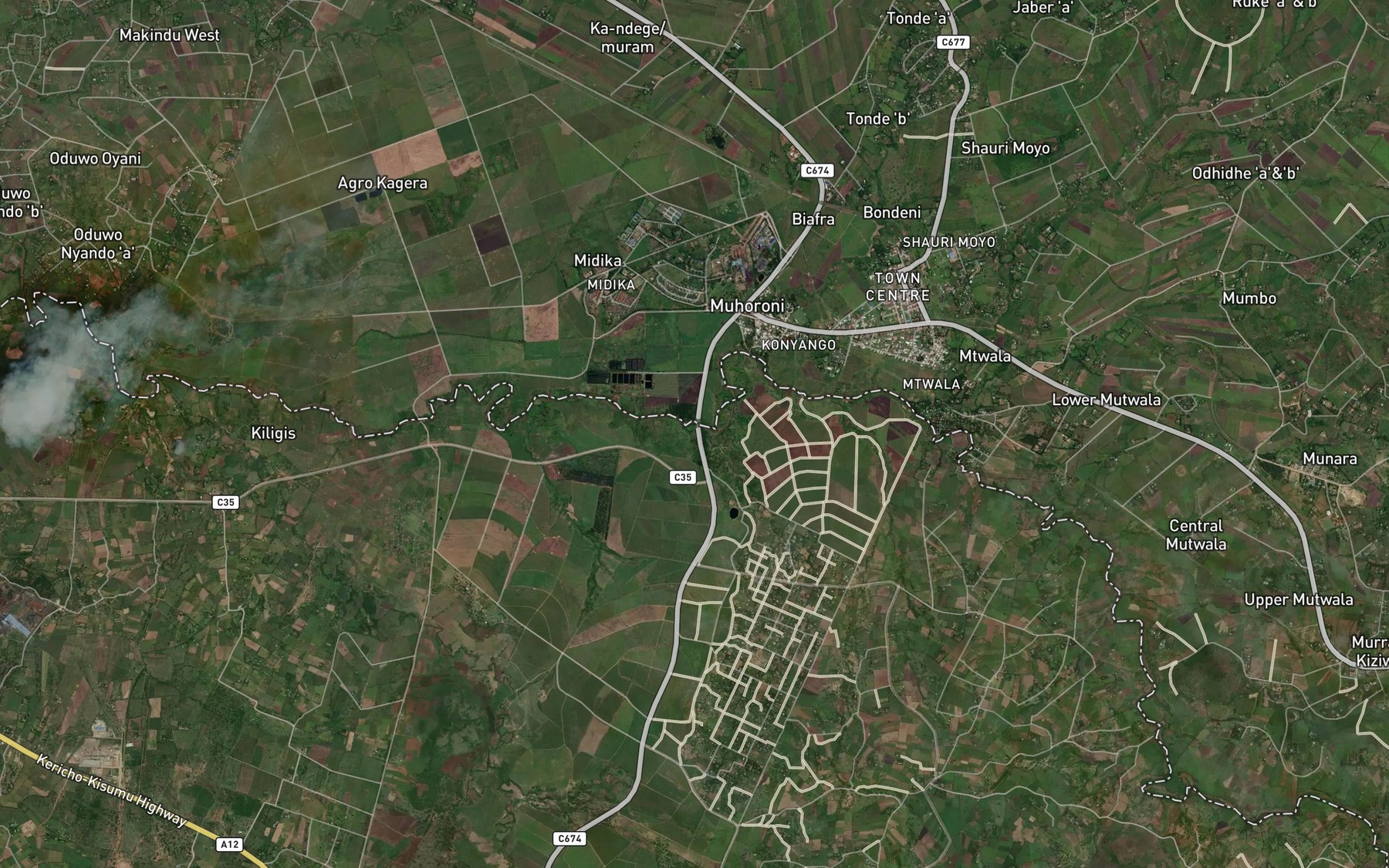 Satellite map of the Muhoroni