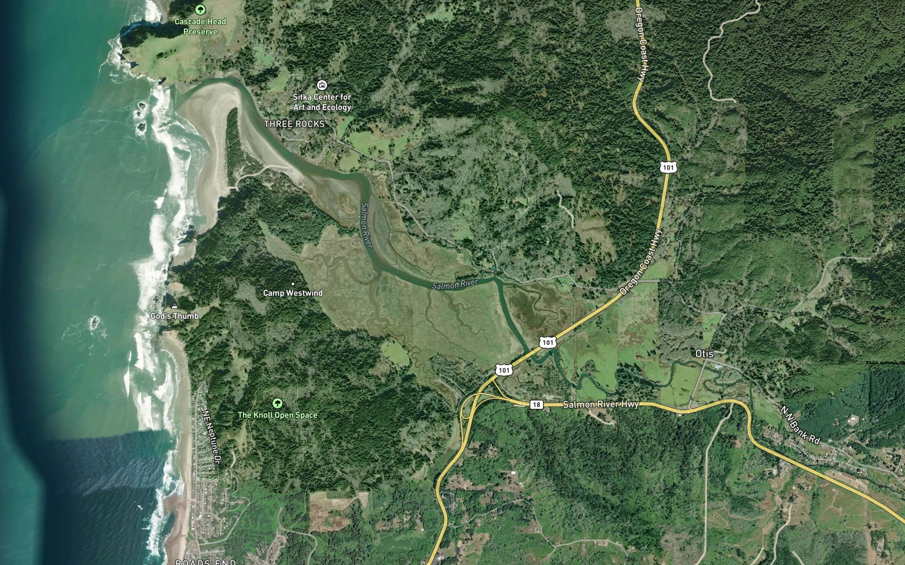Satellite map of the Mink Creek