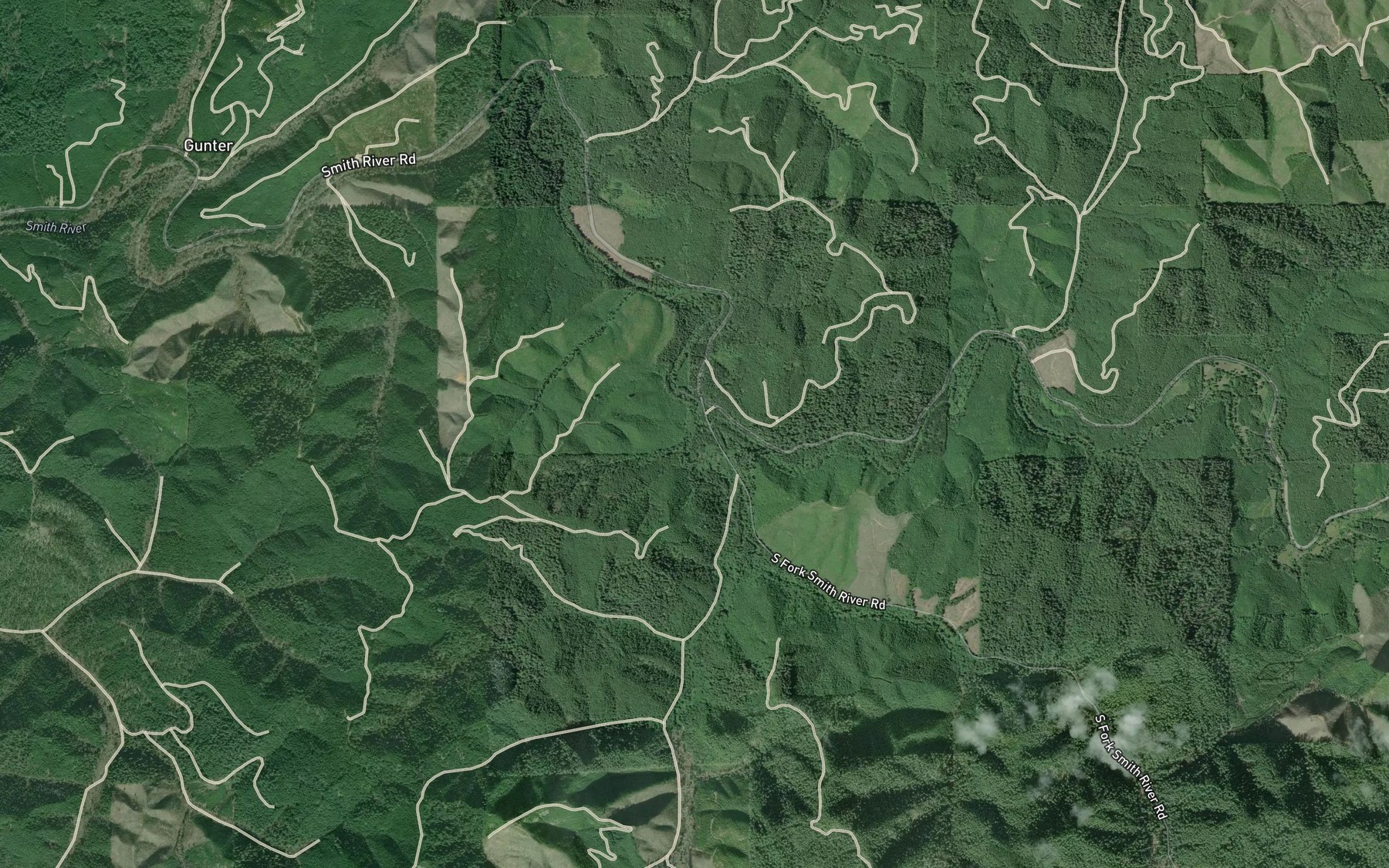 Satellite map of the South Fork Smith River