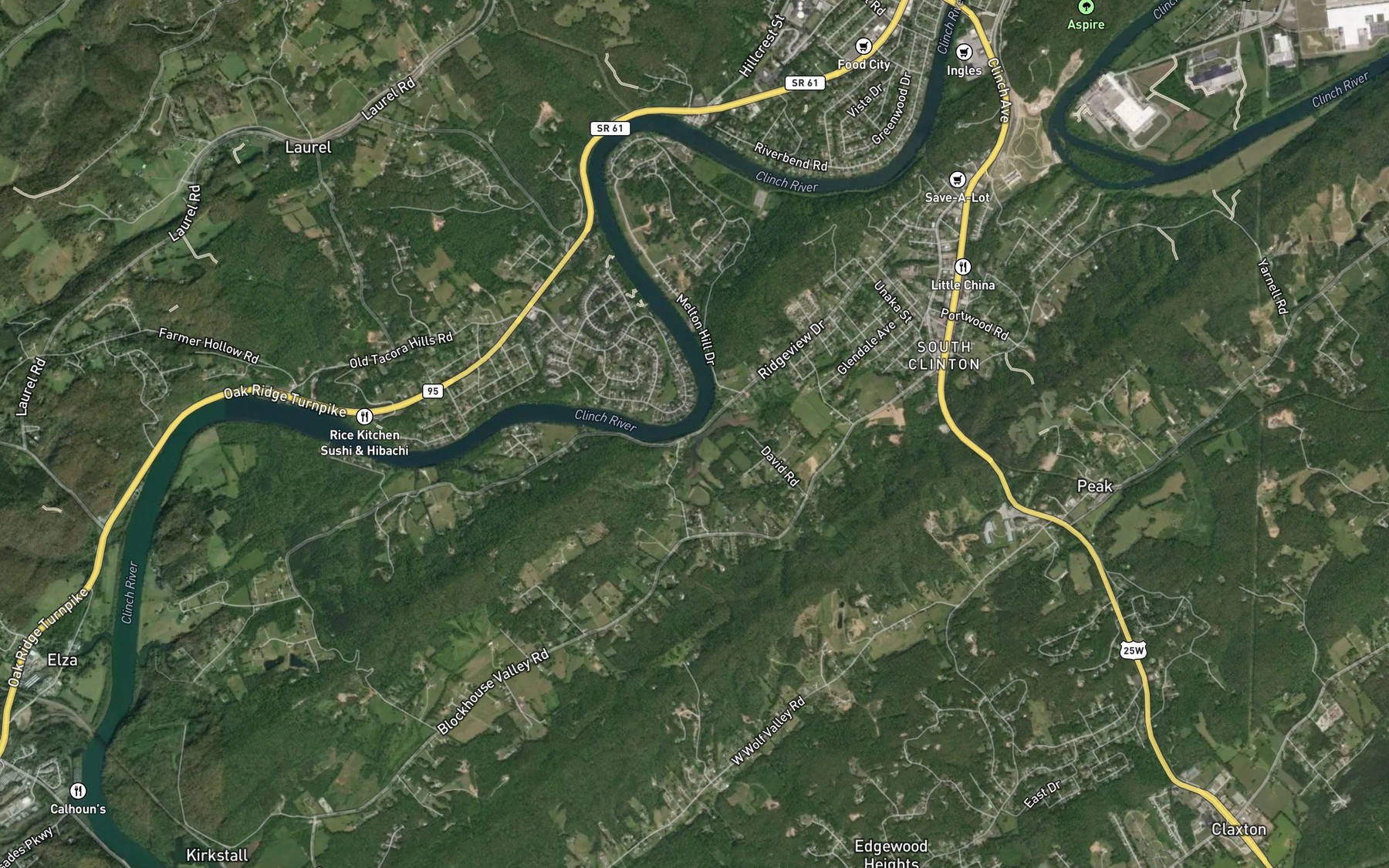 Satellite map of the Yarnell Branch