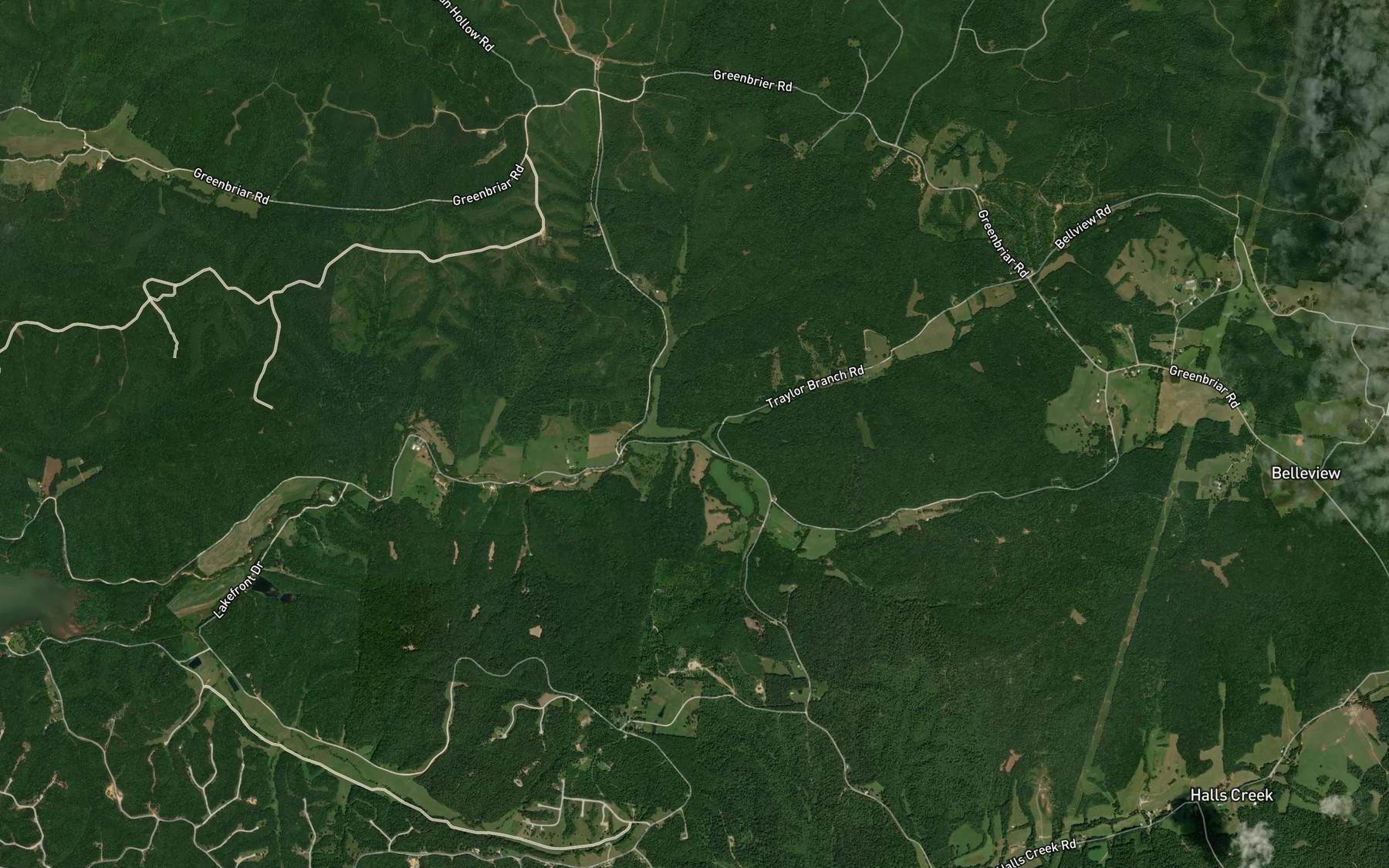 Satellite map of the South Fork Turkey Creek