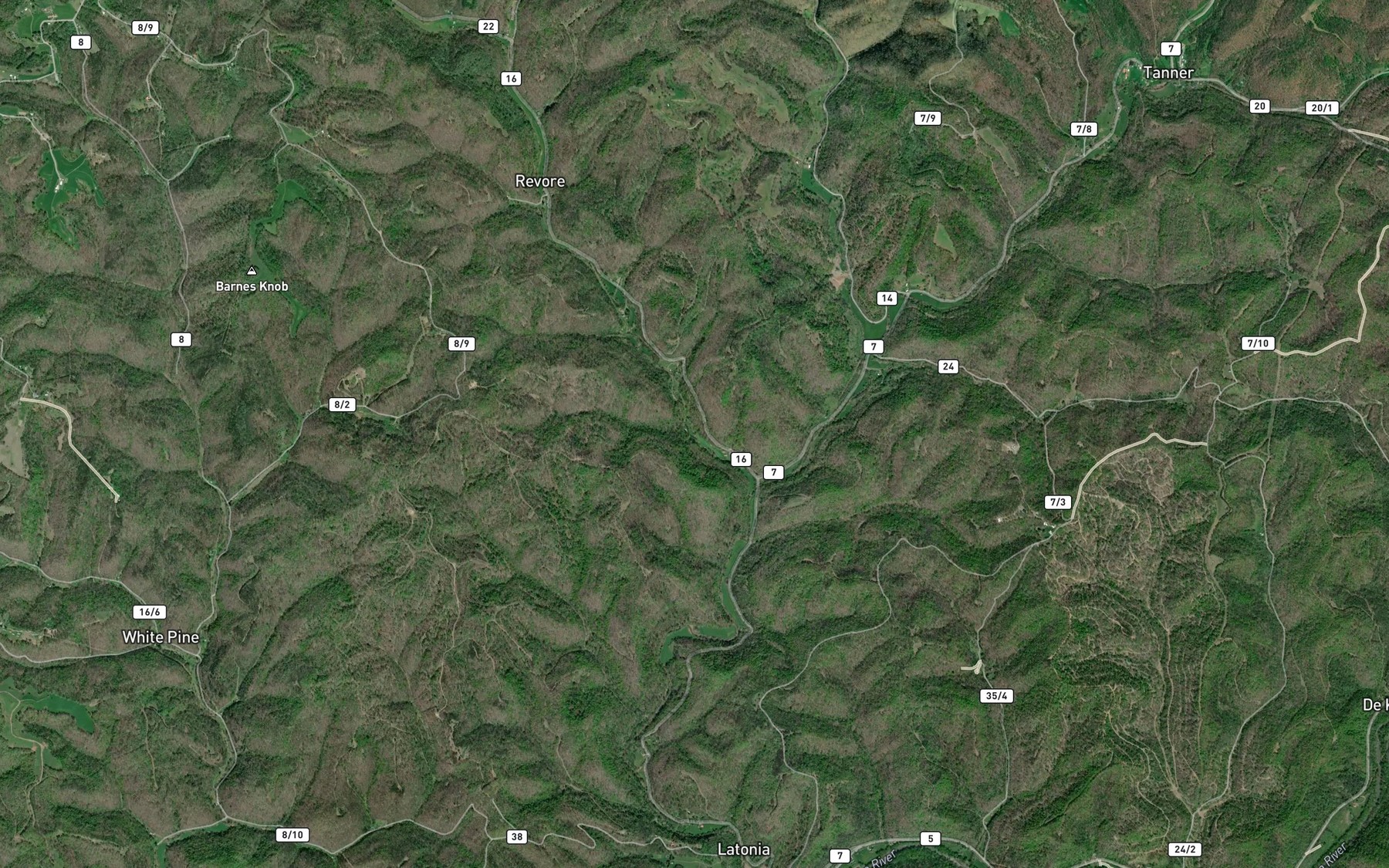 Satellite map of the Wolfpen Run