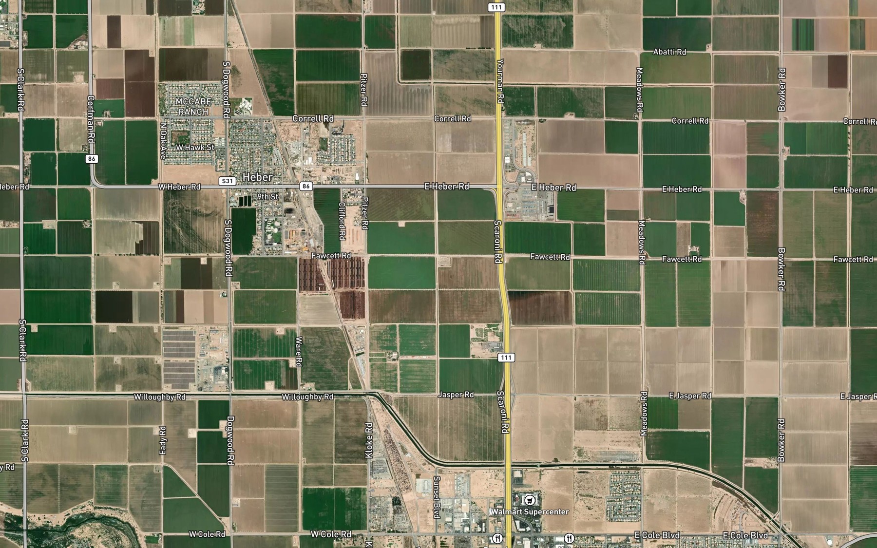Satellite map of the Strout Drain