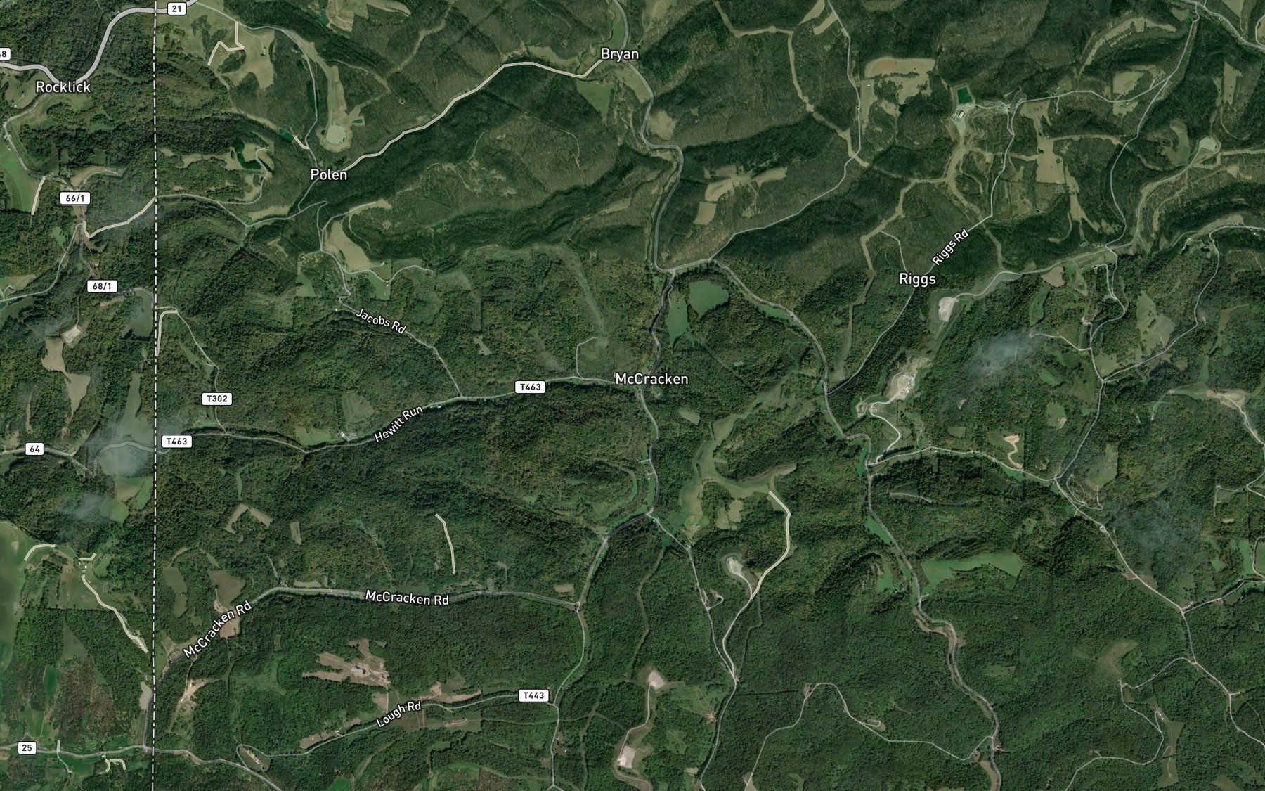 Satellite map of the Hewitt Run