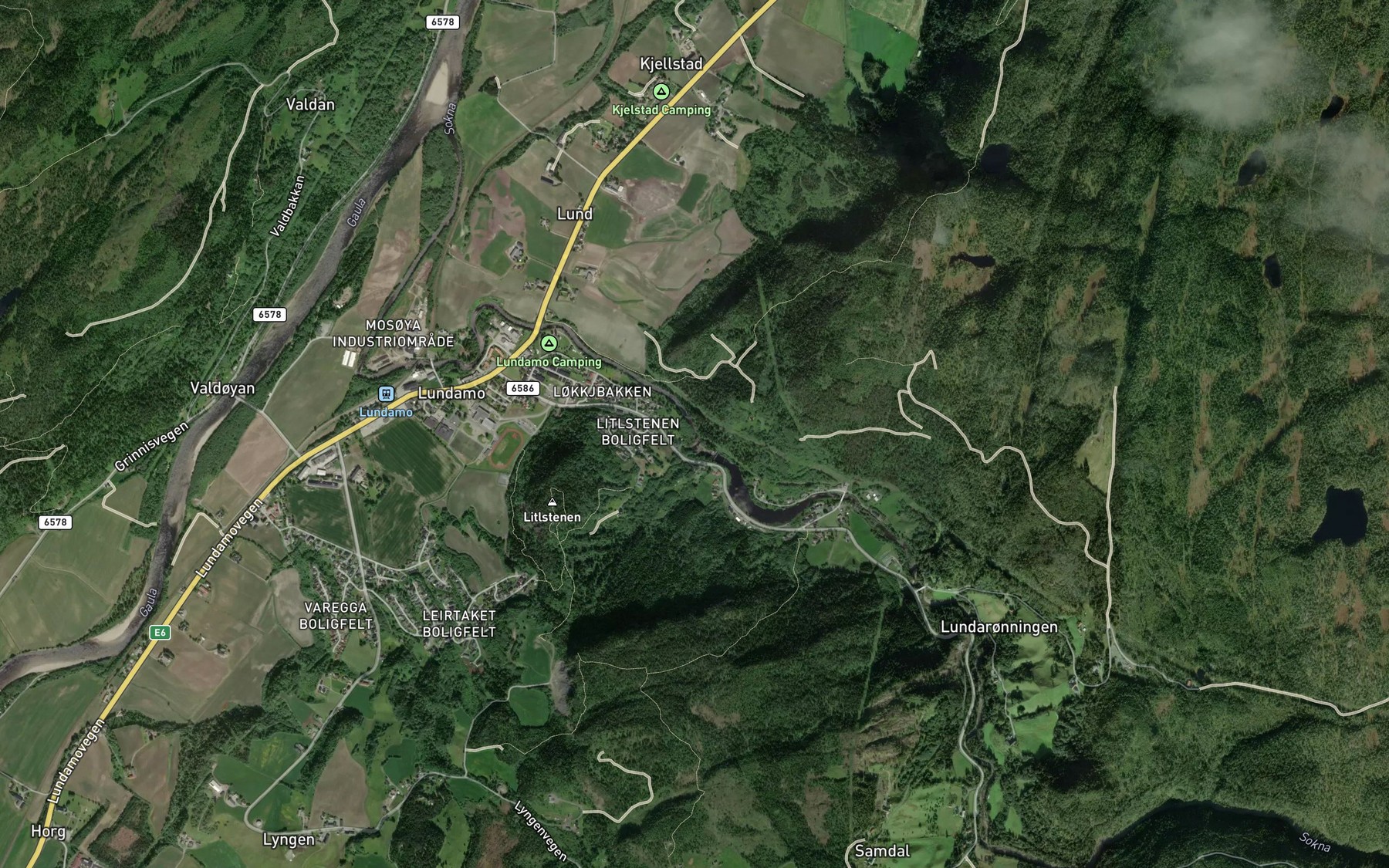 Satellite map of the Sokna