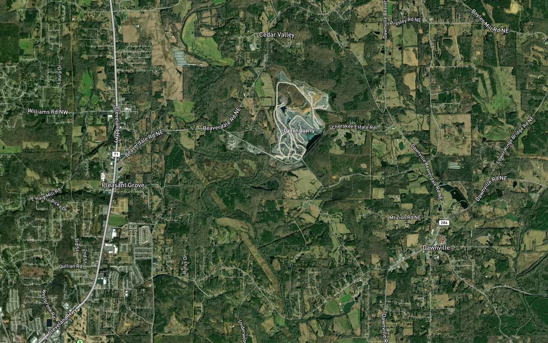 Satellite map of the Dalton Rock Products Lake