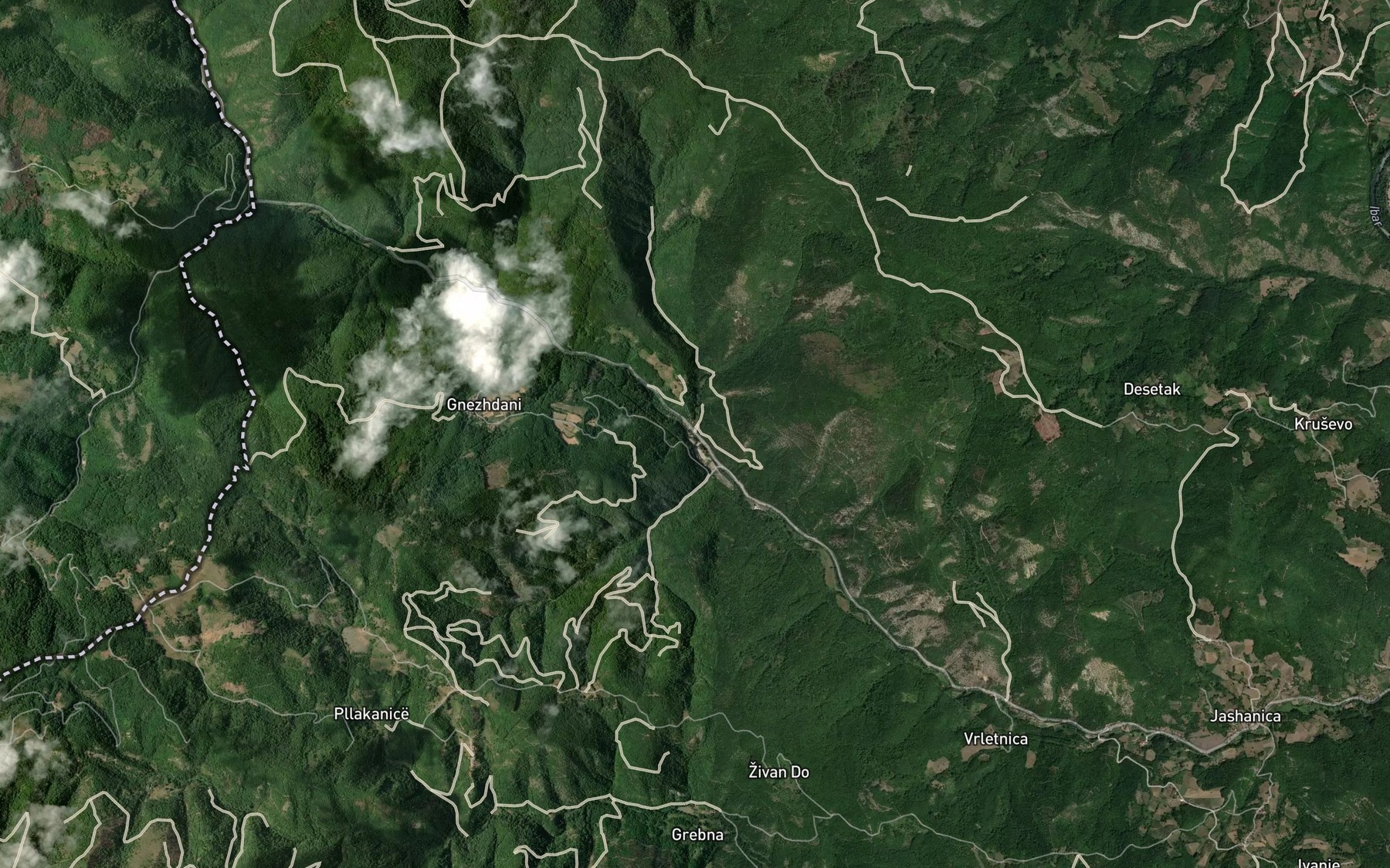 Satellite map of the Gnezdanska Reka