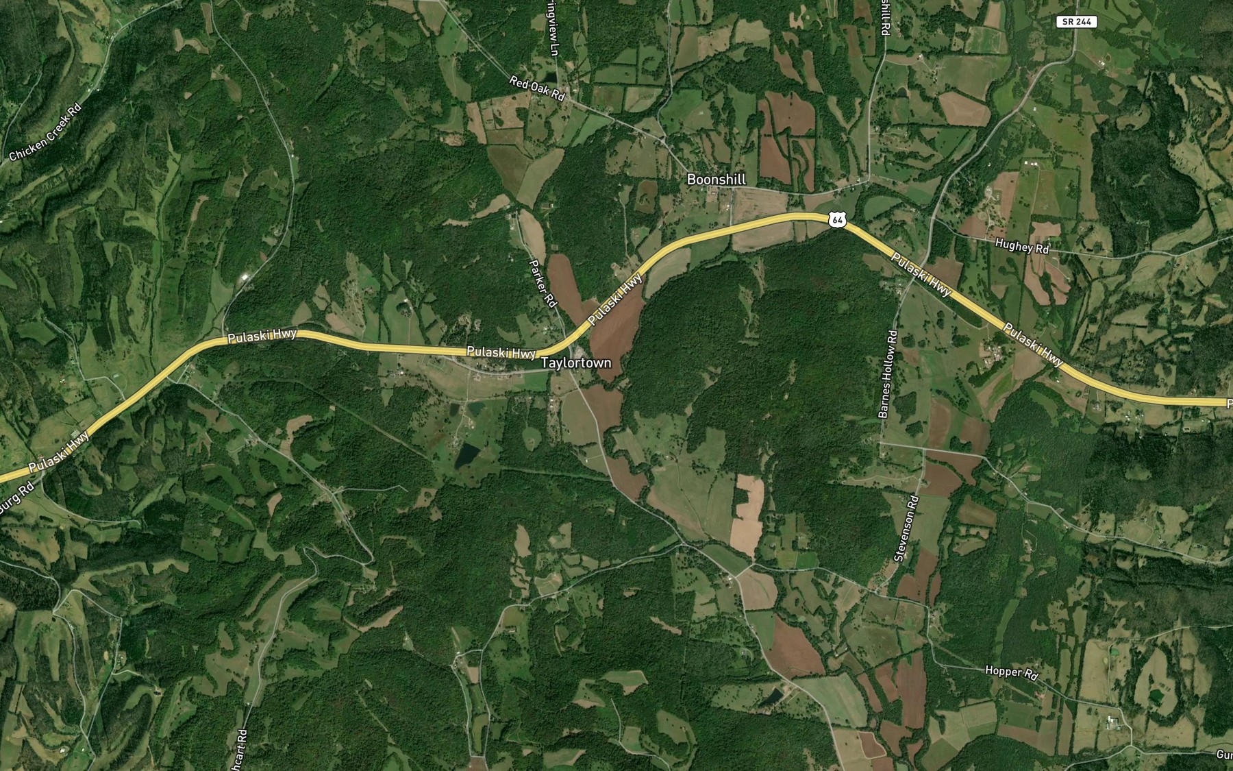 Satellite map of the McAfee Creek
