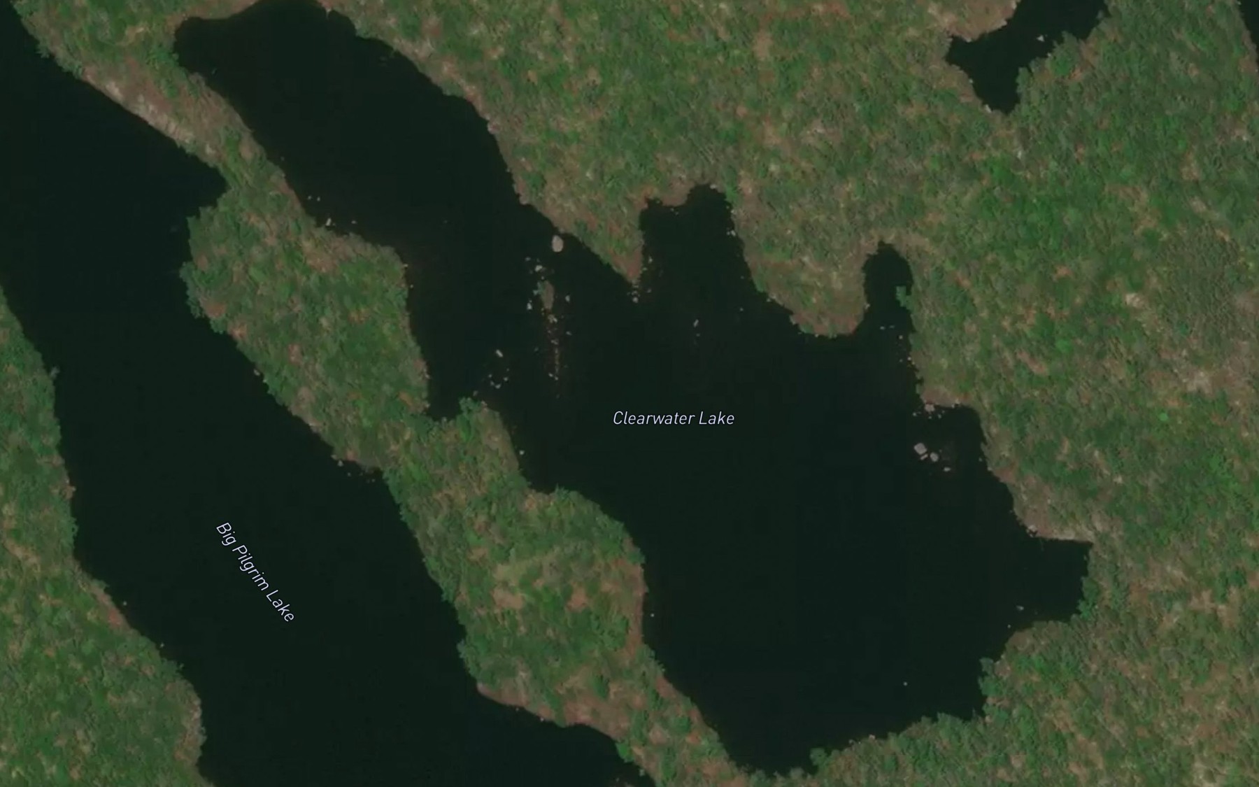 Satellite map of the Clearwater Lake