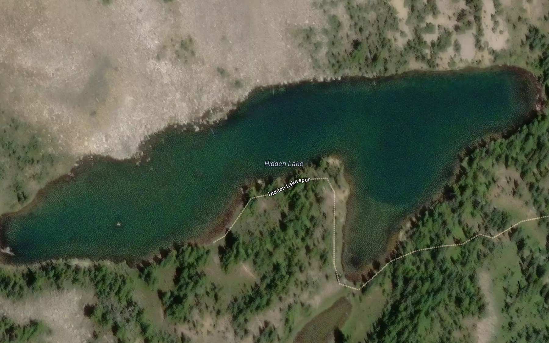 Satellite map of the Hidden Lake