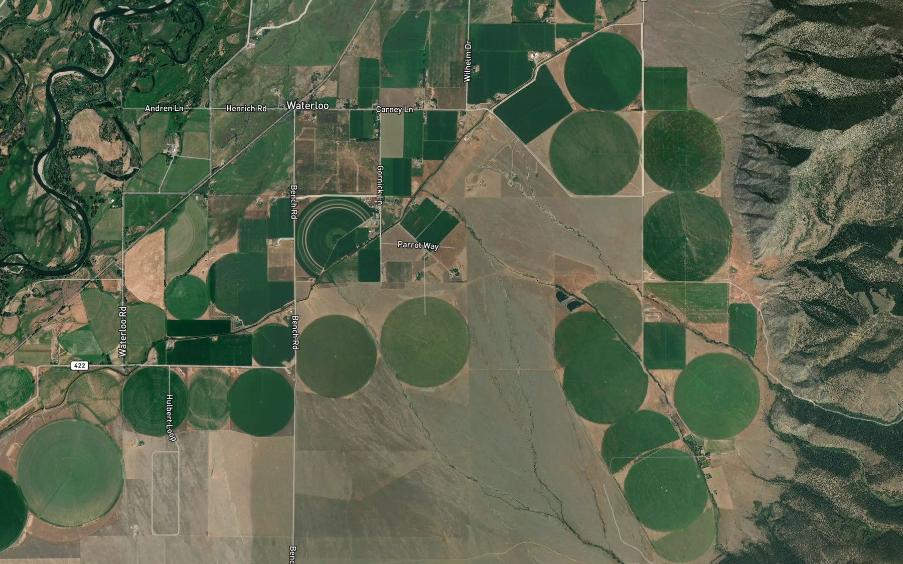 Satellite map of the Beall Creek