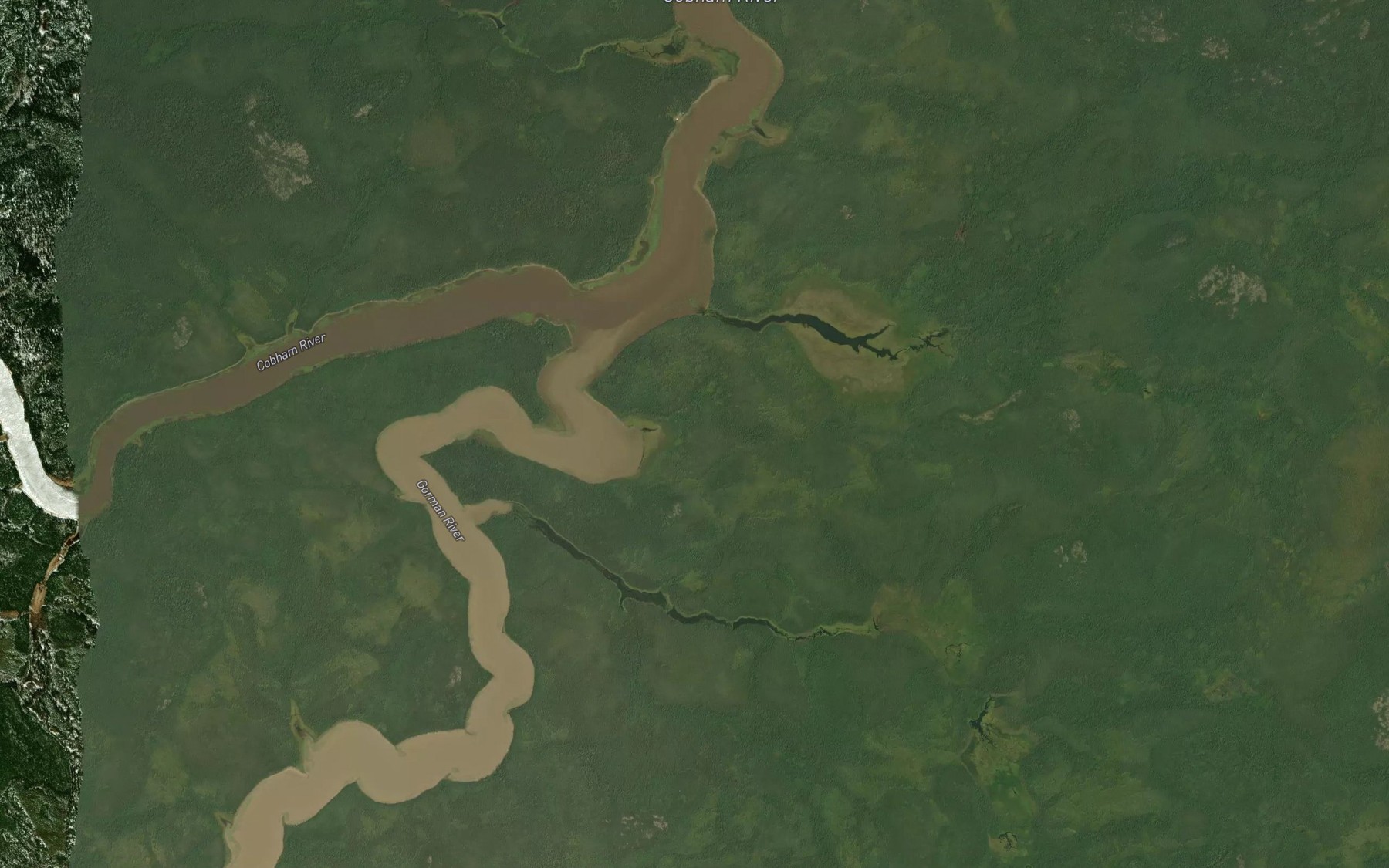 Satellite map of the Gorman River