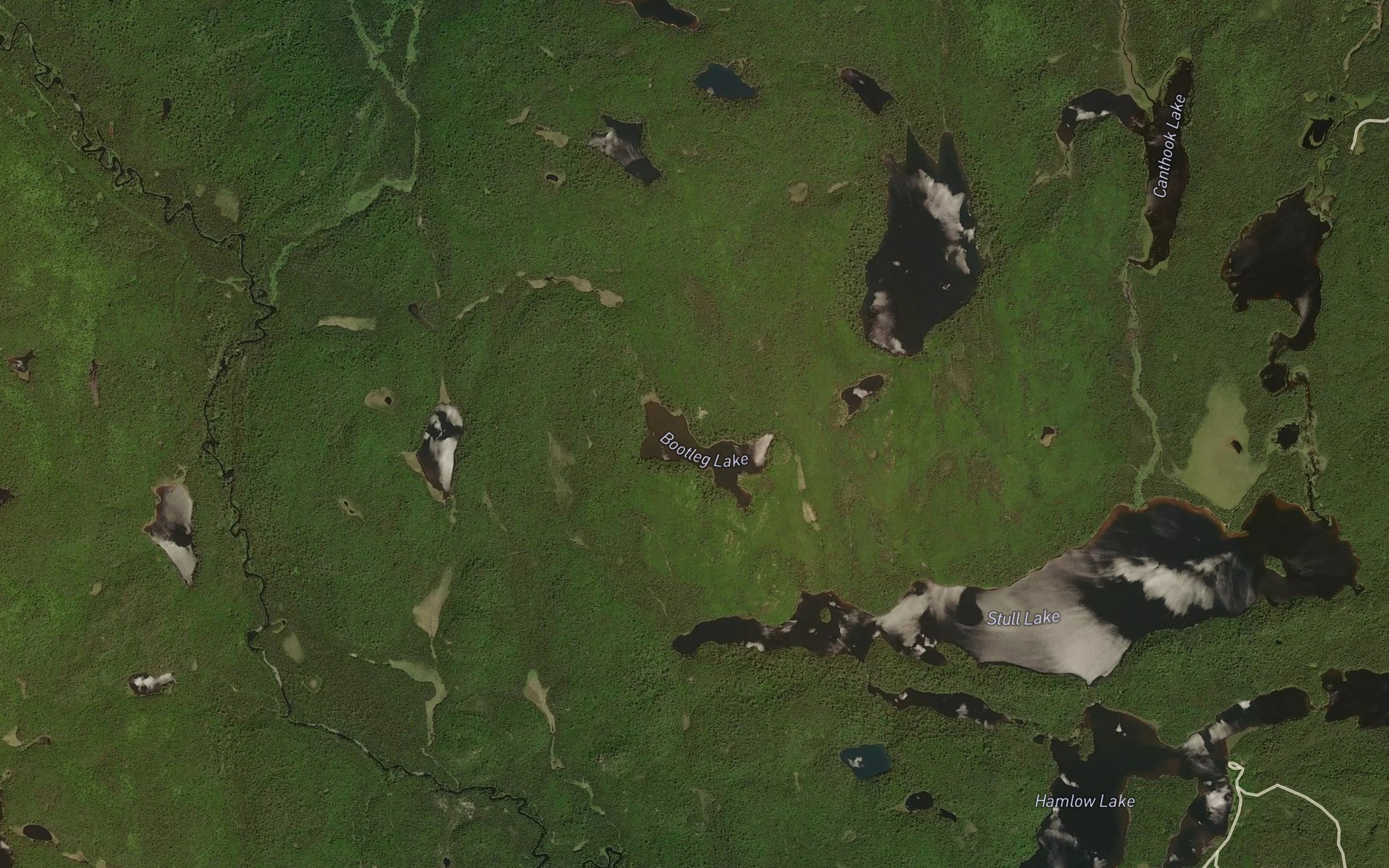Satellite map of the Bootleg Lake