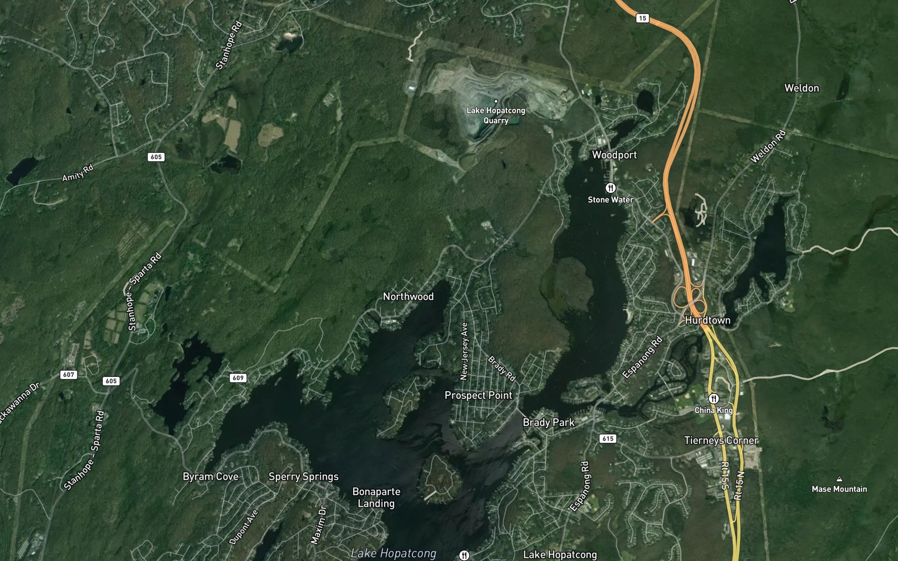 Satellite map of the Jayness Brook