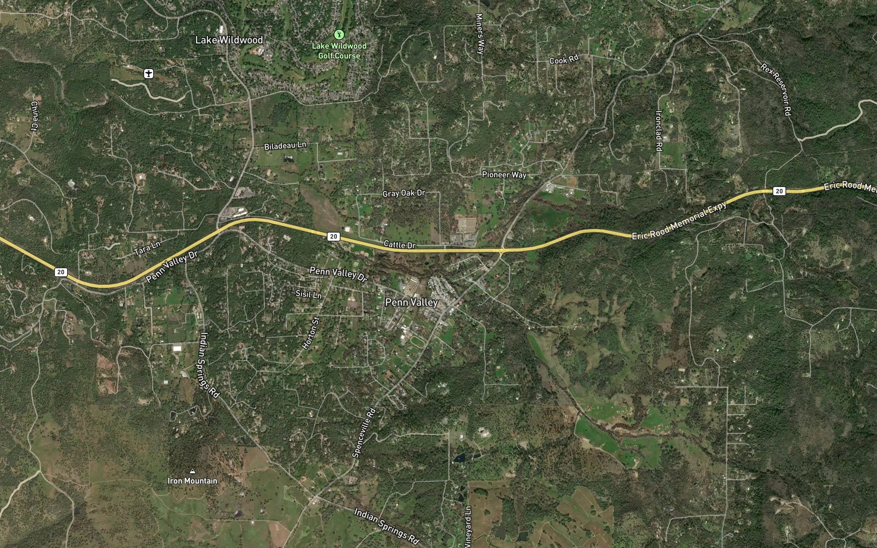 Satellite map of the Clear Creek