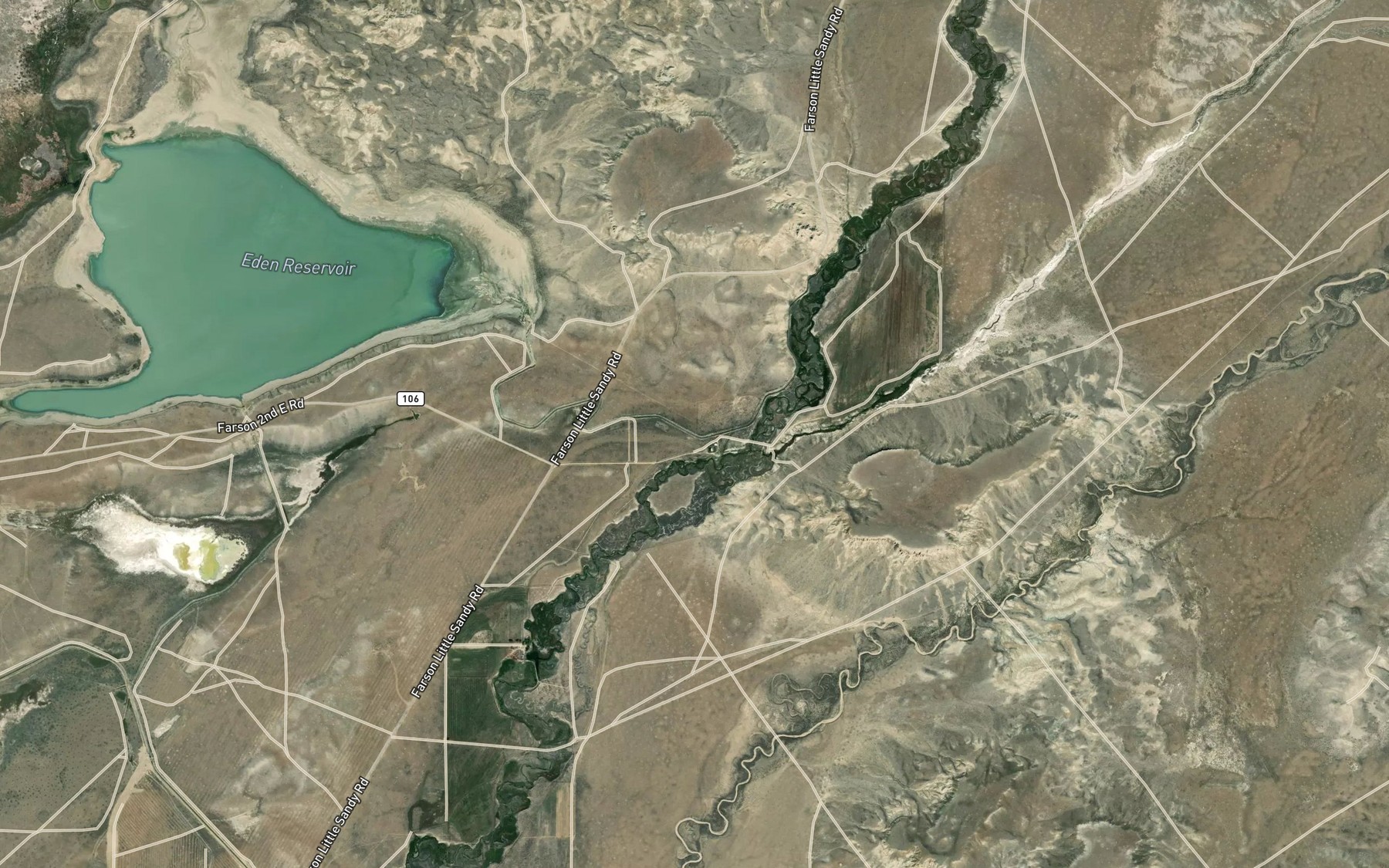 Satellite map of the Little Sandy Feeder Canal