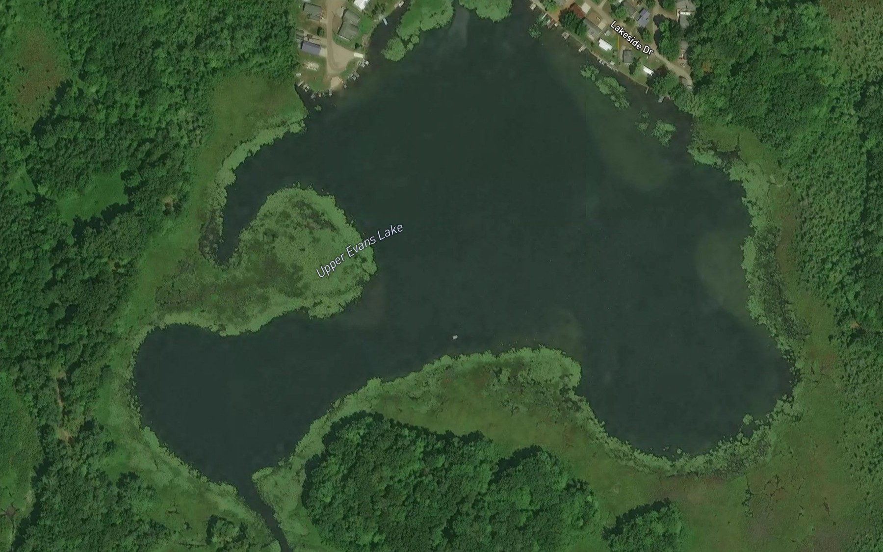 Satellite map of the Upper Evans Lake
