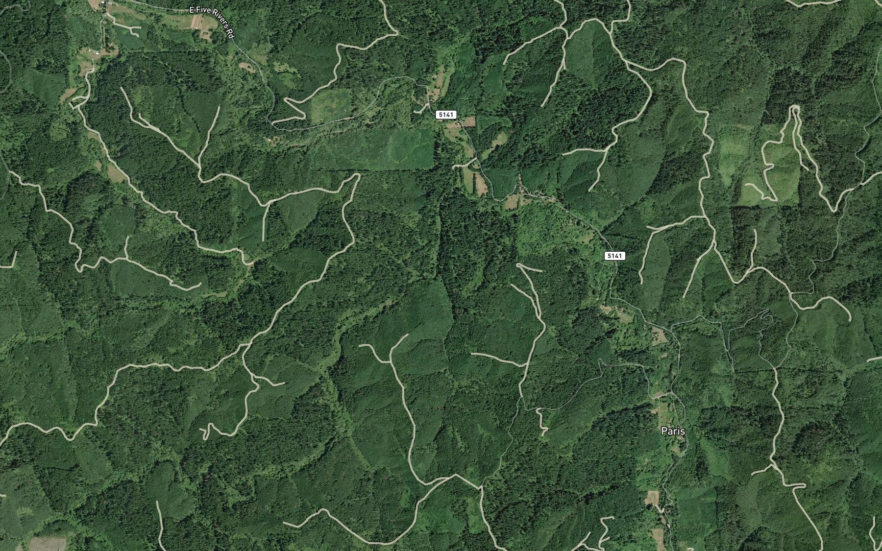 Satellite map of the Ryan Creek