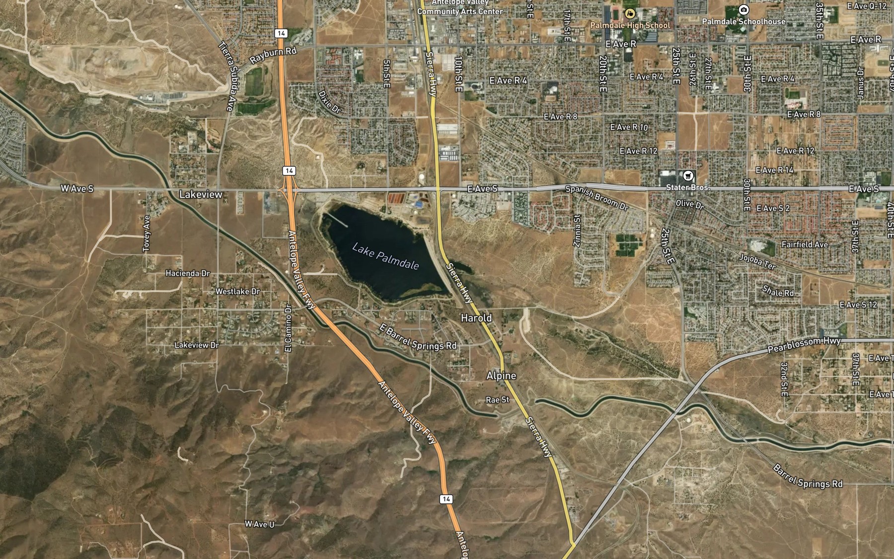 Satellite map of the Lake Palmdale