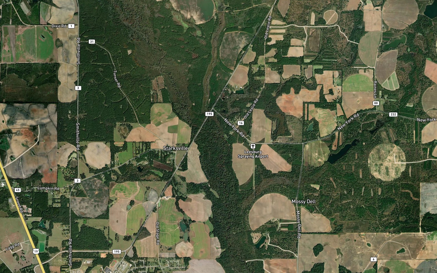 Satellite map of the White Oak Branch
