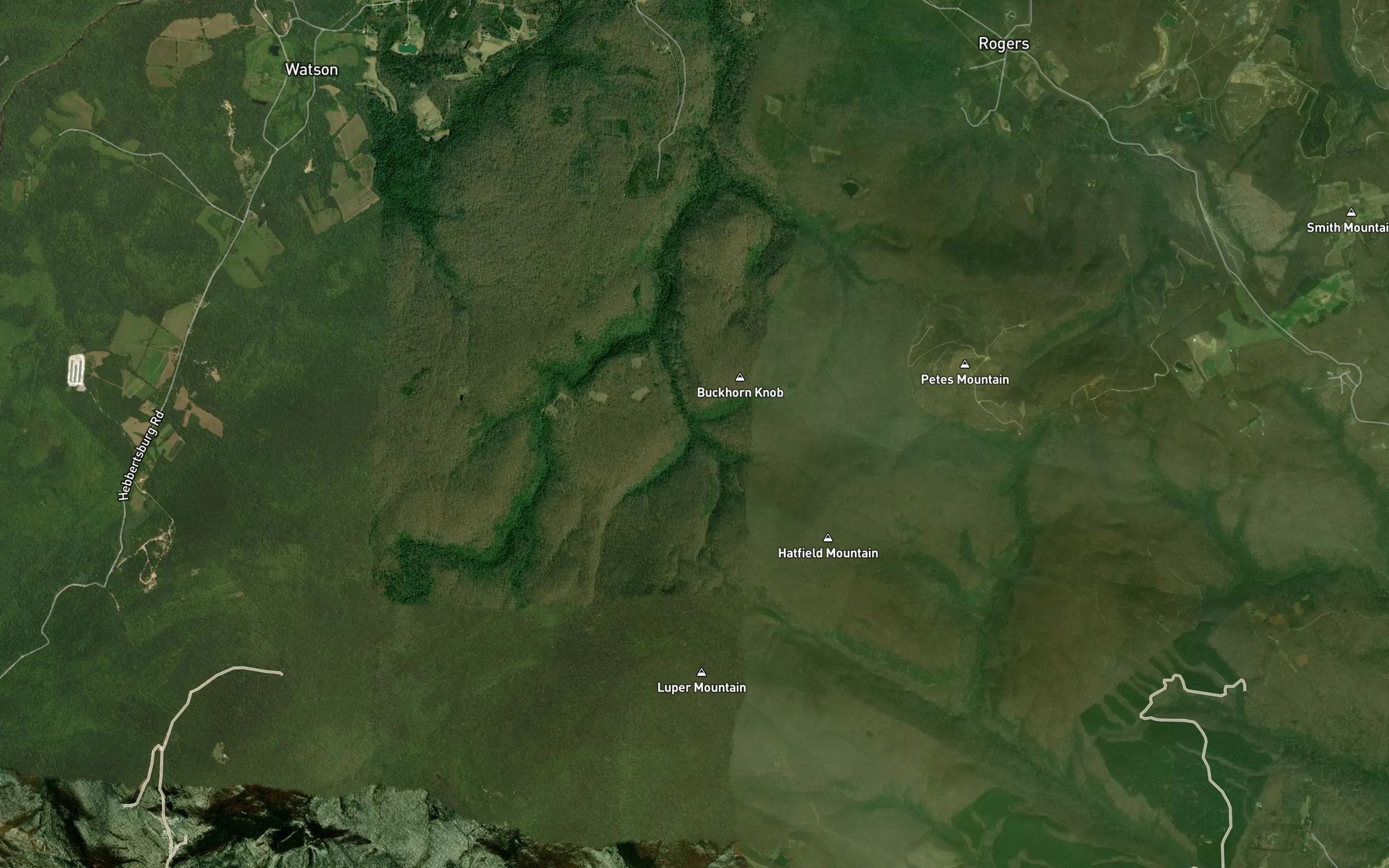 Satellite map of the Tanyard Branch