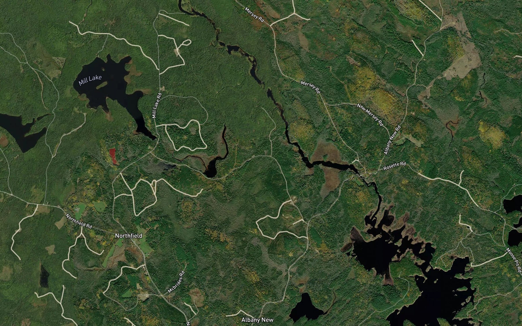Satellite map of the Mill Brook