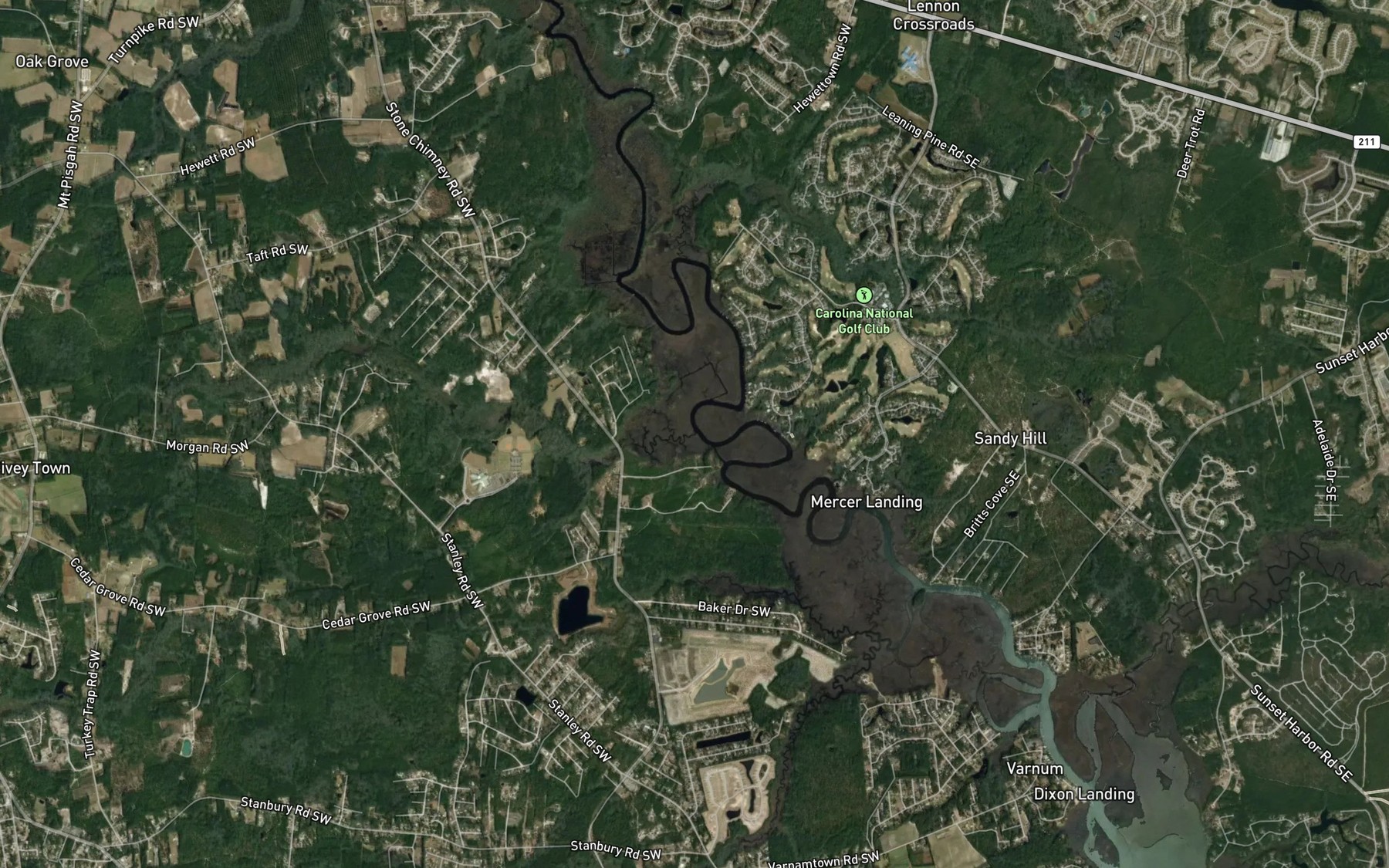 Satellite map of the Pamlico Creek