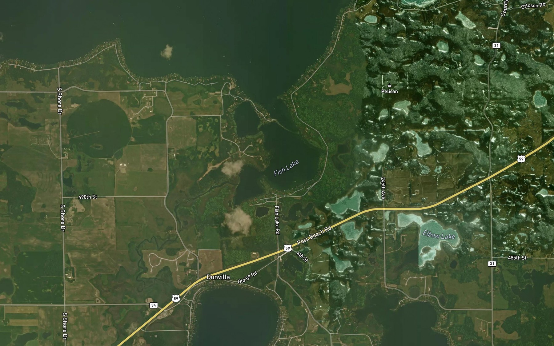 Satellite map of the Fish Lake