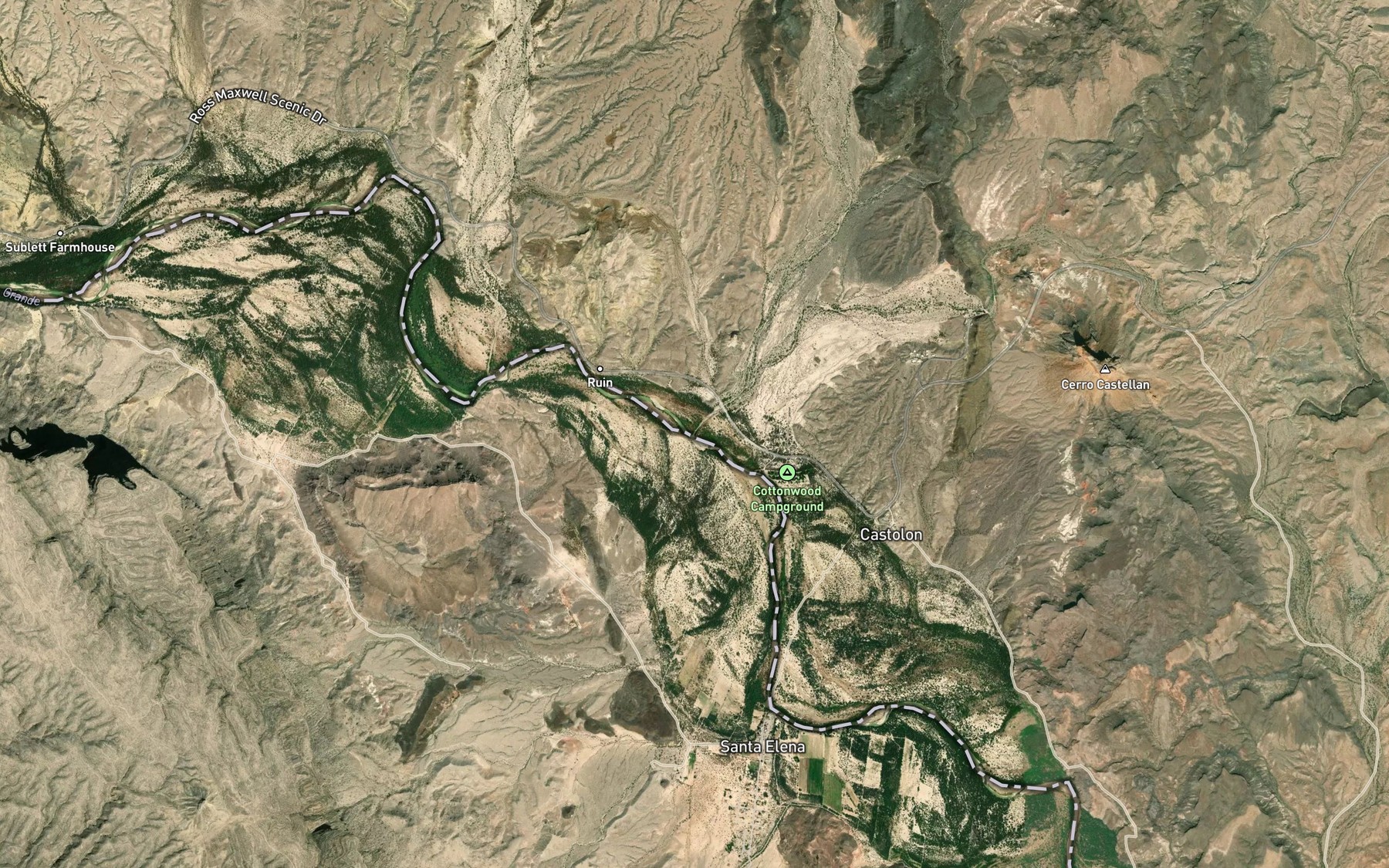 Satellite map of the Blue Creek