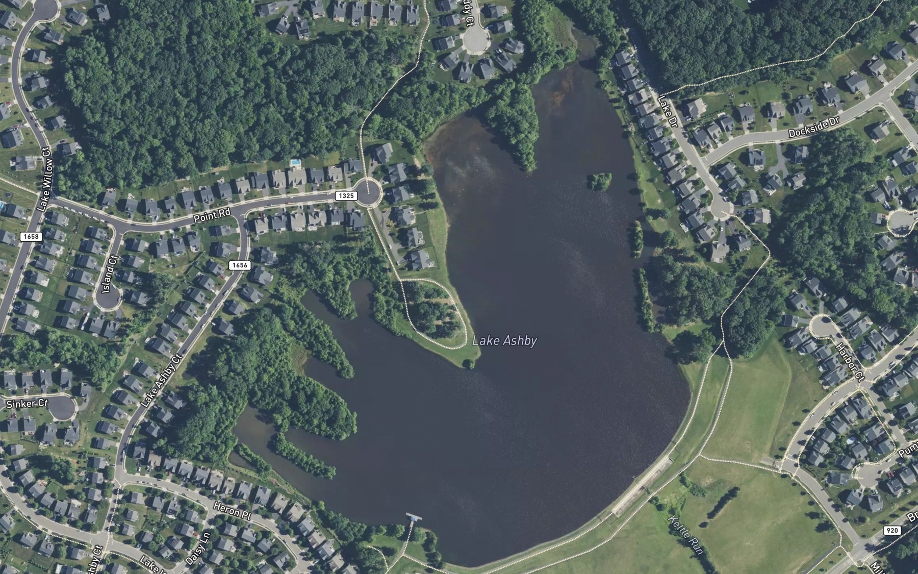 Satellite map of the Lake Ashby