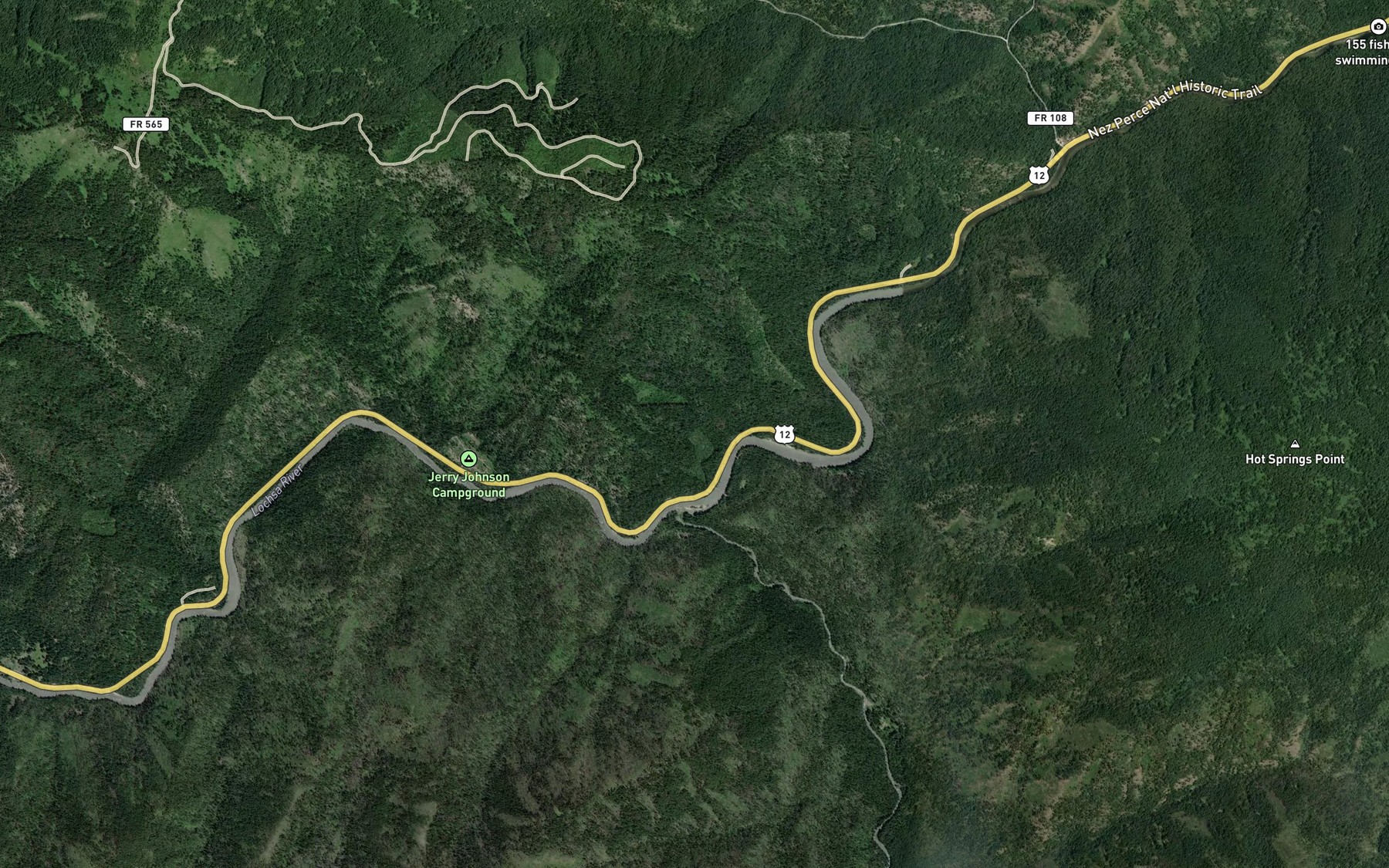 Satellite map of the Burnt Cedar Creek