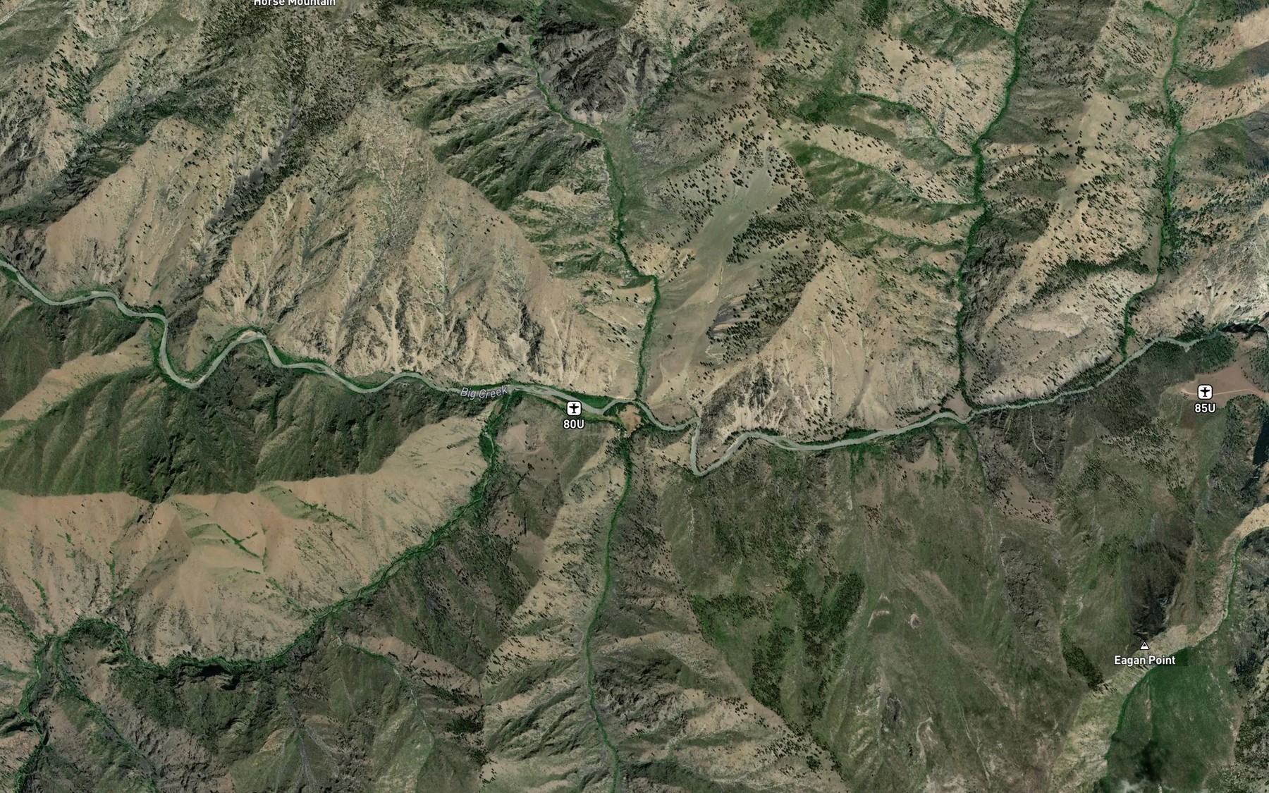 Satellite map of the Cliff Creek