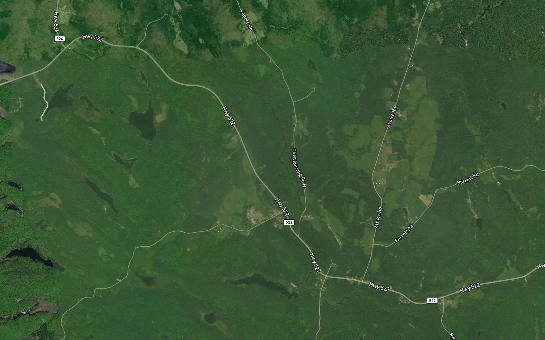 Satellite map of the Peevers Creek