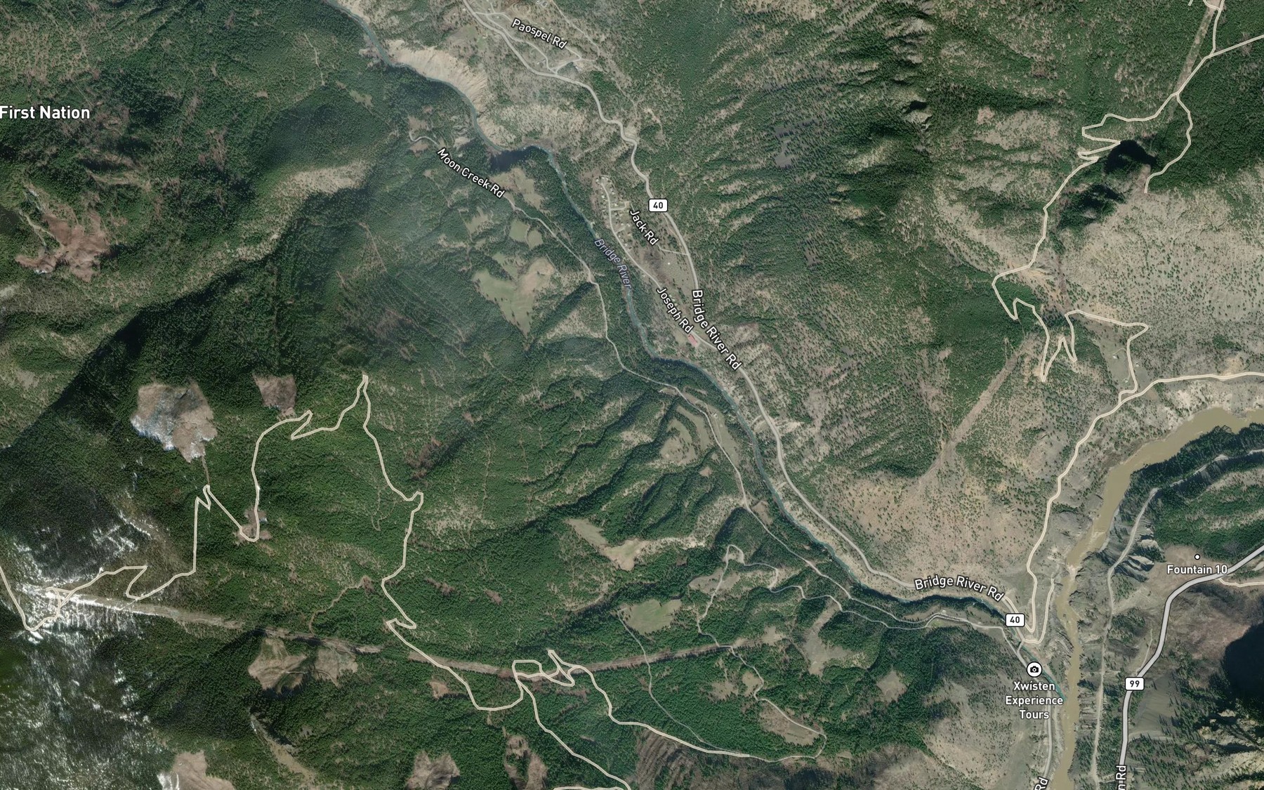Satellite map of the Ama Creek
