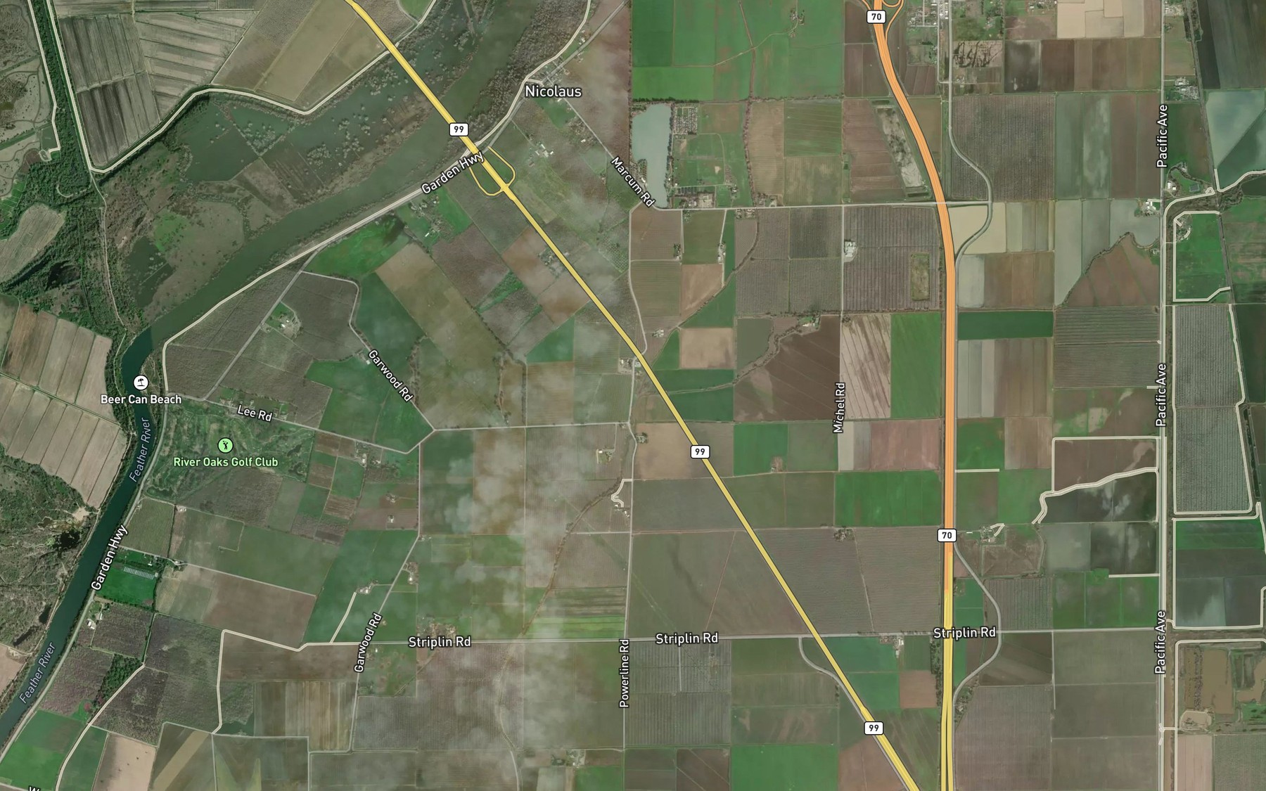 Satellite map of the Ping Slough