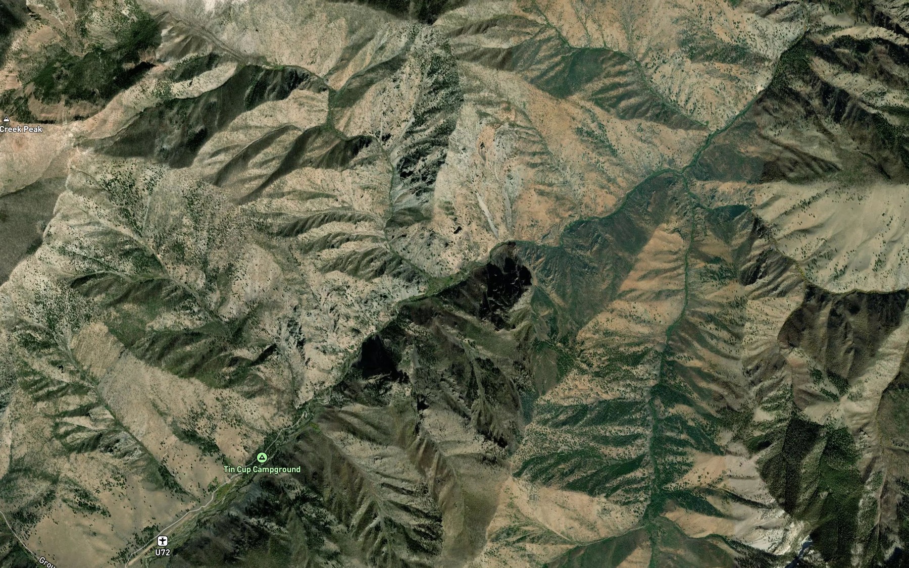 Satellite map of the Shell Creek