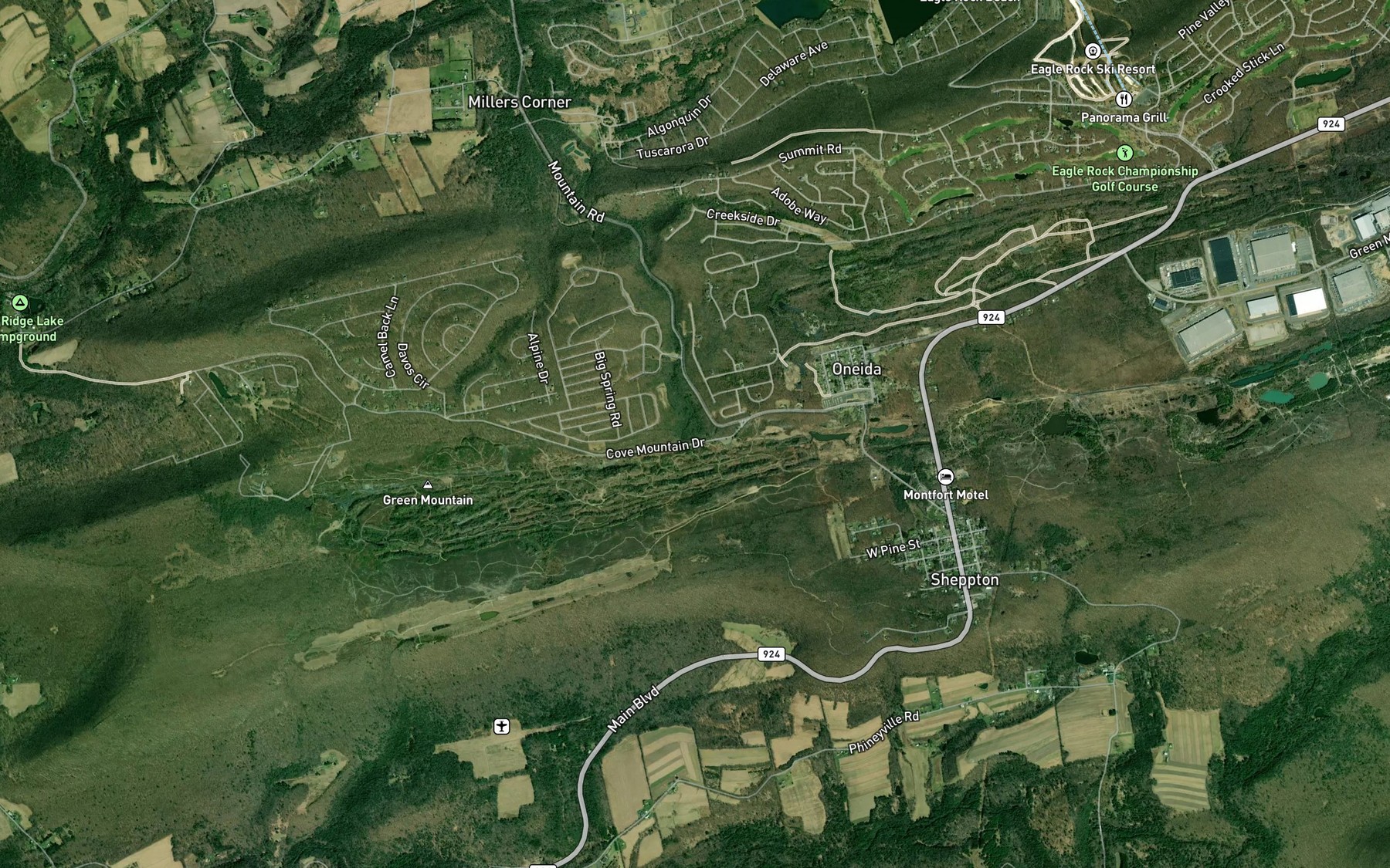 Satellite map of the Slauchs Run (historical)