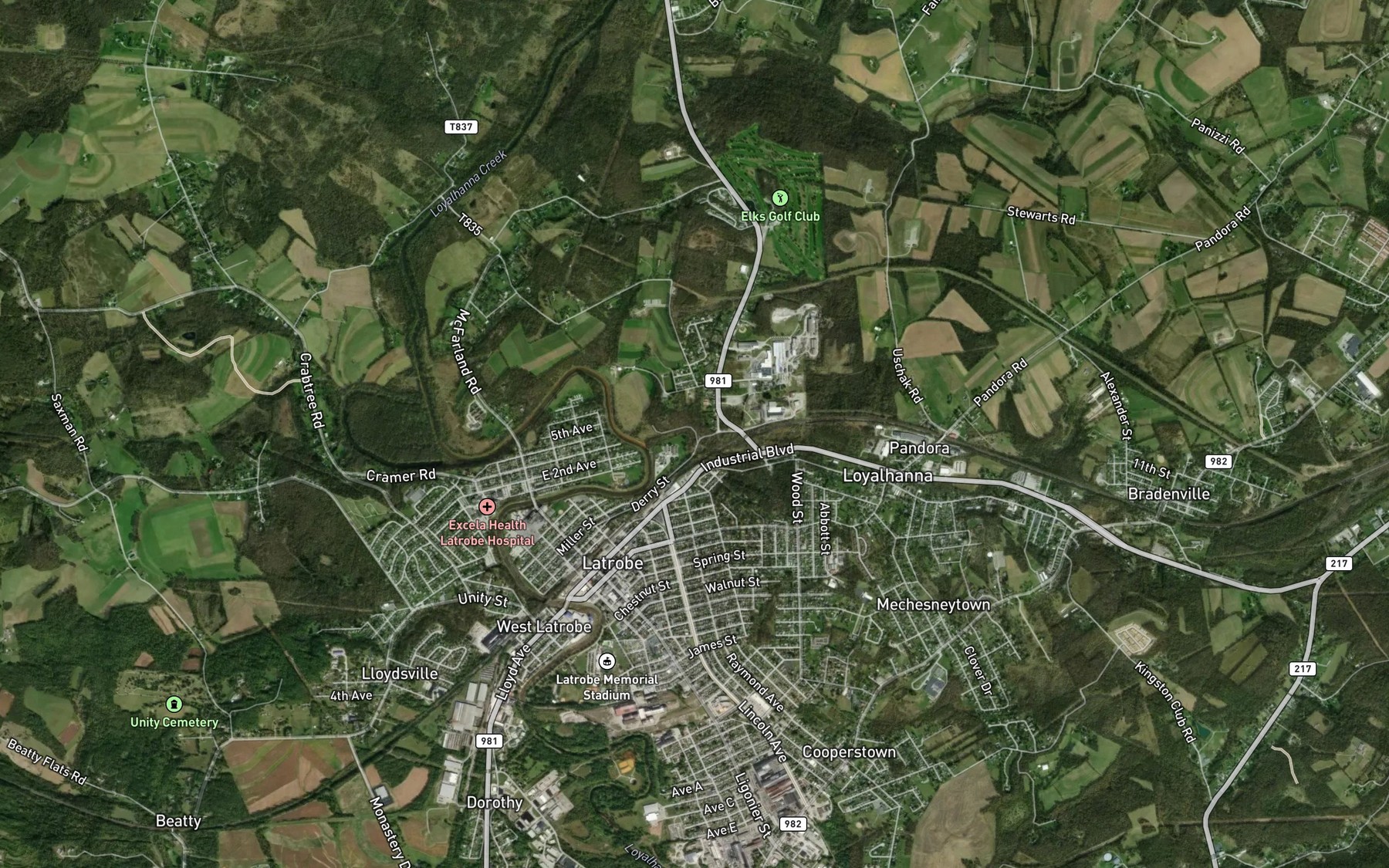 Satellite map of the Saxman Run